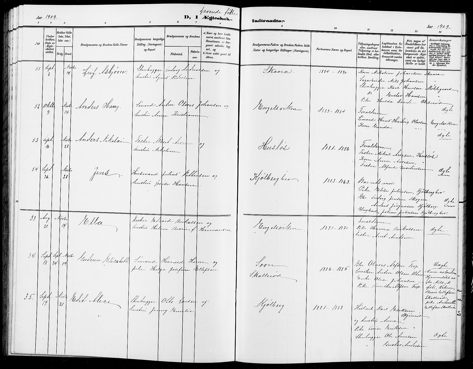 Onsøy prestekontor Kirkebøker, AV/SAO-A-10914/G/Ga/L0002: Parish register (copy) no. I 2, 1903-1909