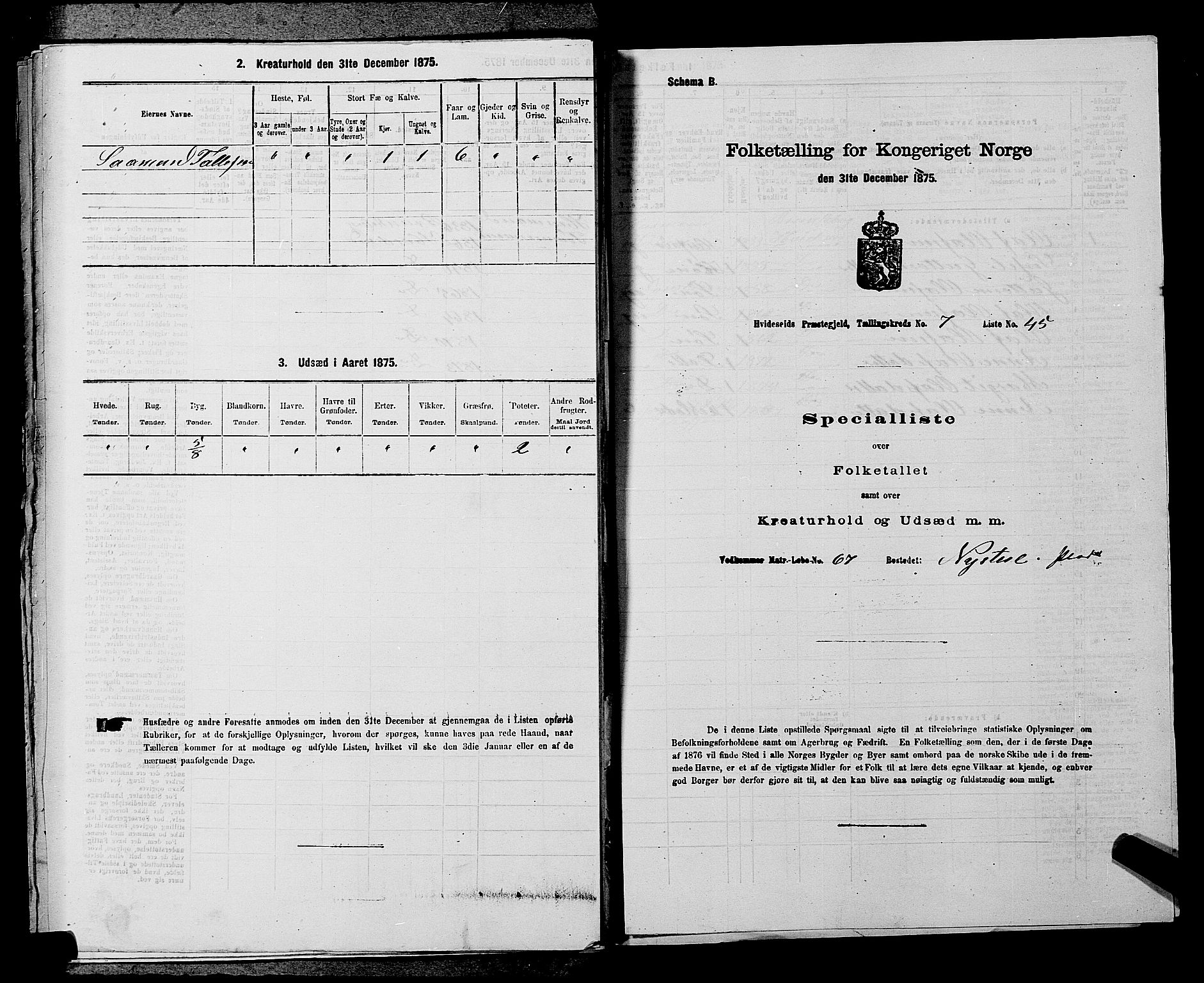 SAKO, 1875 census for 0829P Kviteseid, 1875, p. 667