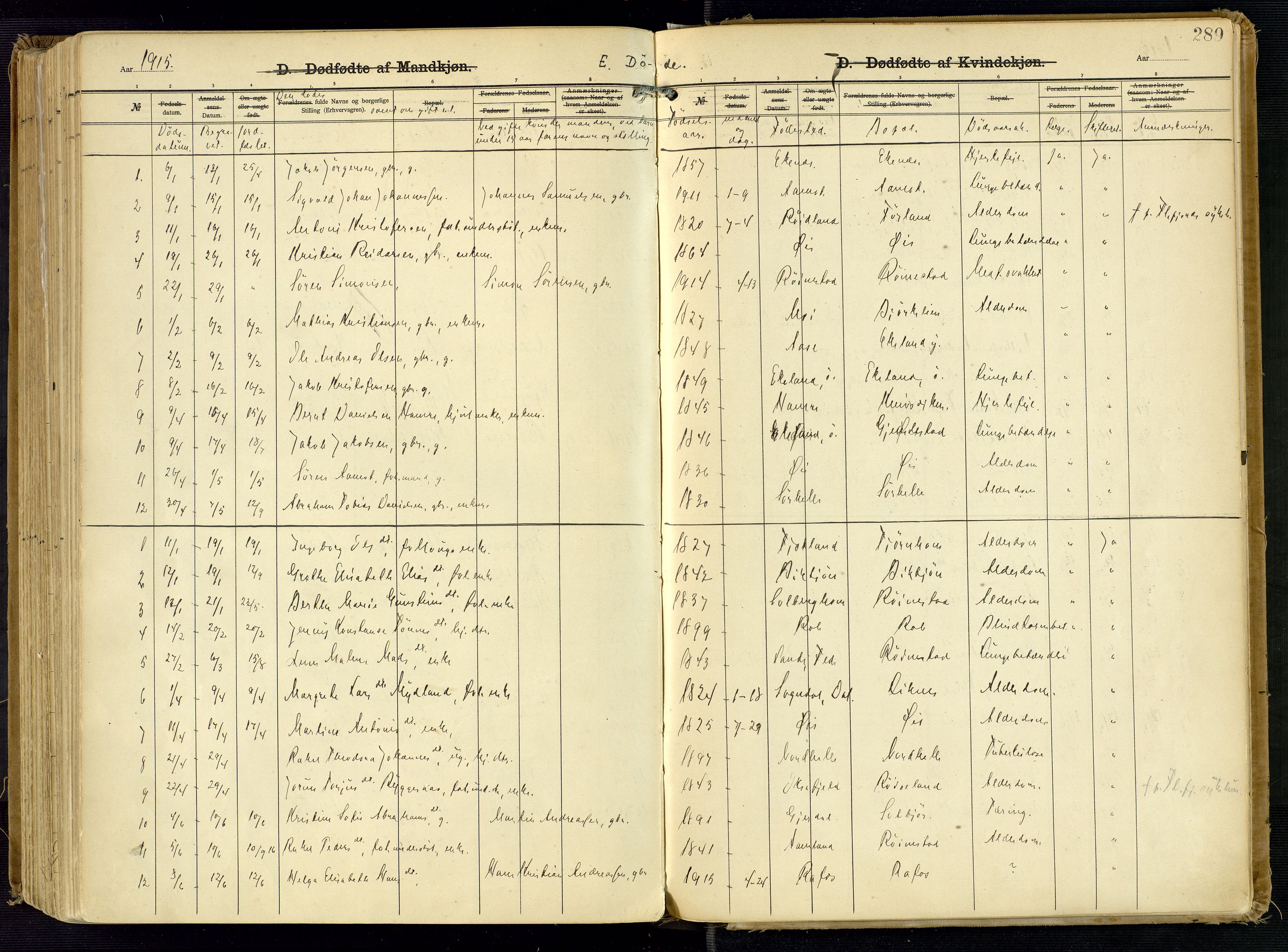 Kvinesdal sokneprestkontor, SAK/1111-0026/F/Fa/Fab/L0009: Parish register (official) no. A 9, 1898-1915, p. 289