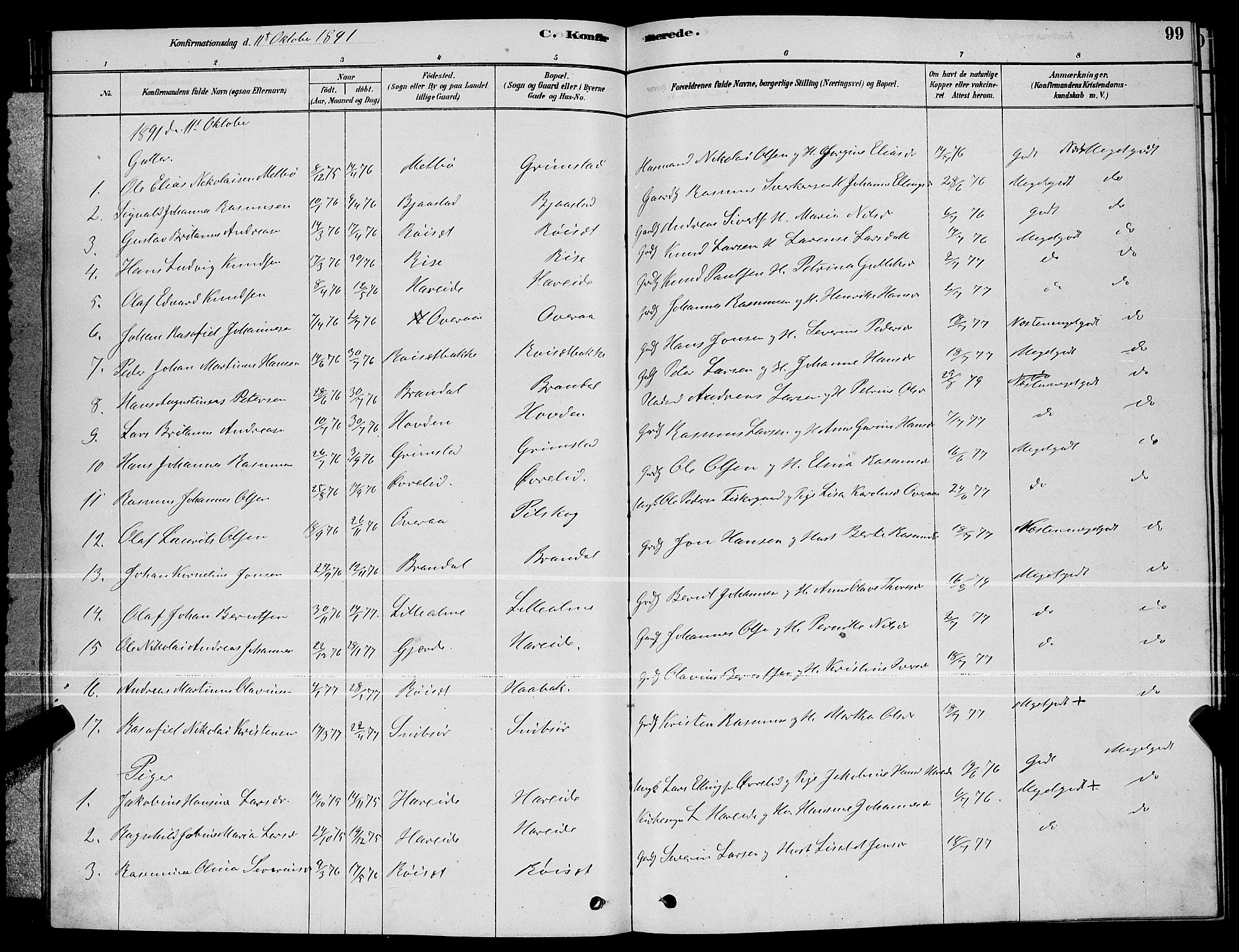 Ministerialprotokoller, klokkerbøker og fødselsregistre - Møre og Romsdal, SAT/A-1454/510/L0125: Parish register (copy) no. 510C02, 1878-1900, p. 99