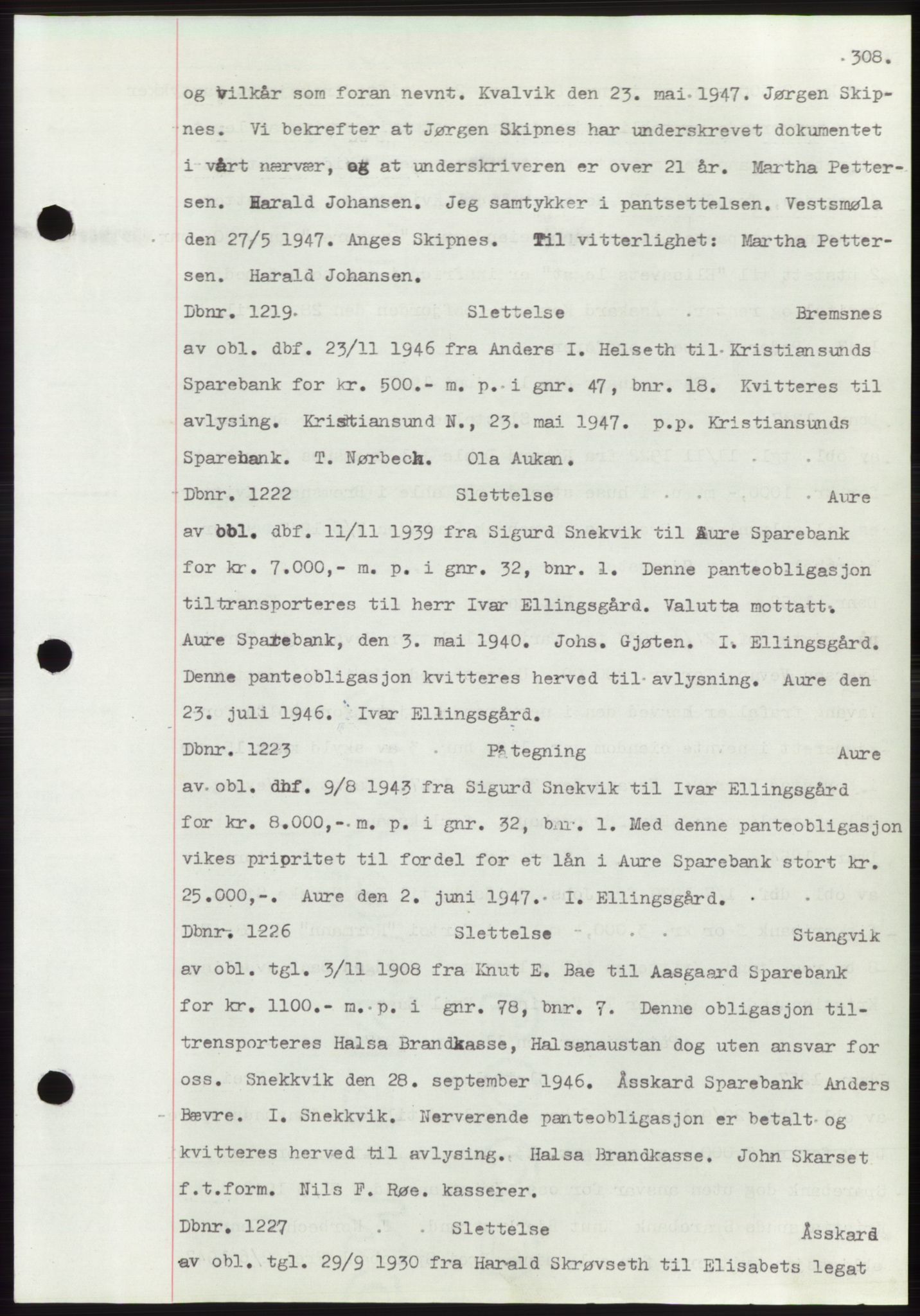 Nordmøre sorenskriveri, SAT/A-4132/1/2/2Ca: Mortgage book no. C82b, 1946-1951, Diary no: : 1219/1947