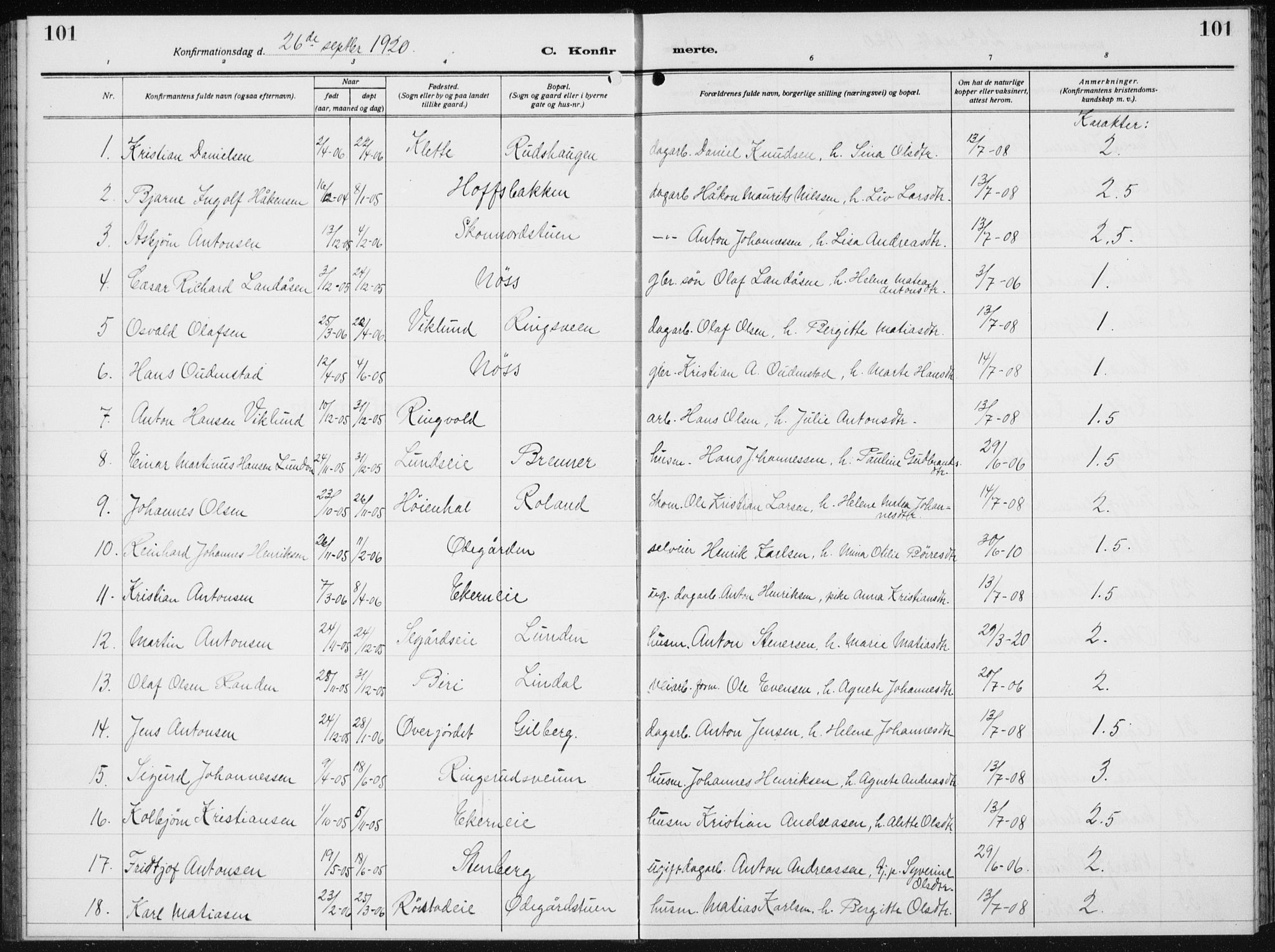 Biri prestekontor, SAH/PREST-096/H/Ha/Hab/L0007: Parish register (copy) no. 7, 1919-1941, p. 101
