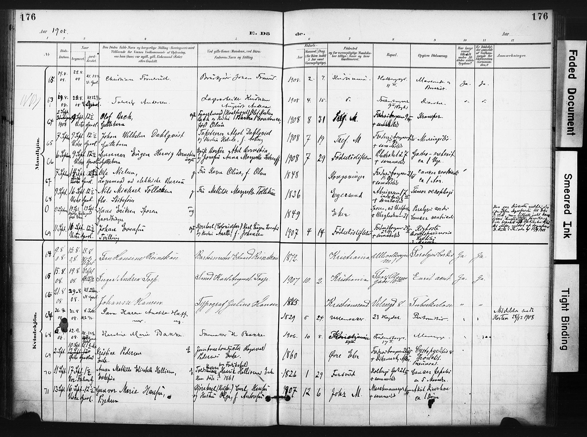 Trefoldighet prestekontor Kirkebøker, AV/SAO-A-10882/F/Fd/L0004: Parish register (official) no. IV 4, 1897-1912, p. 176