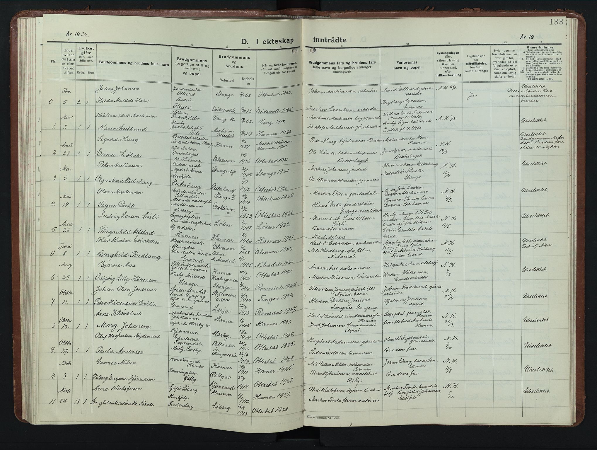 Stange prestekontor, SAH/PREST-002/L/L0019: Parish register (copy) no. 19, 1929-1947, p. 133