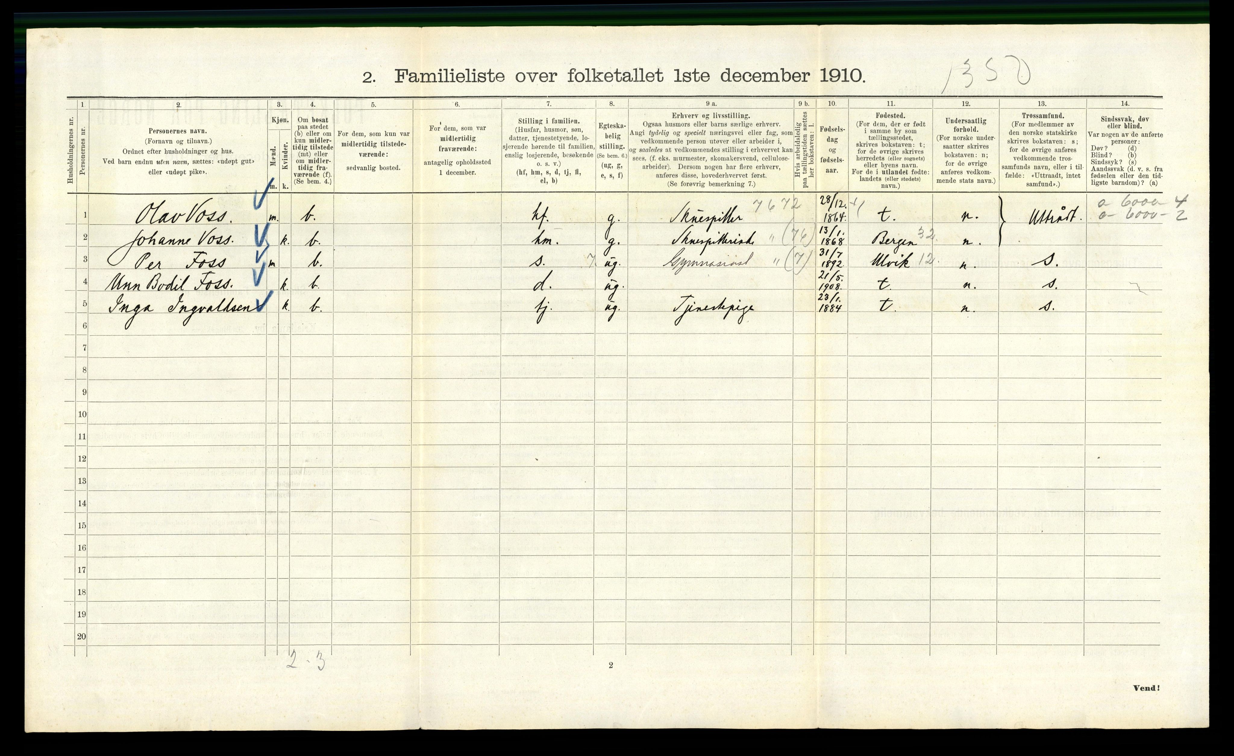 RA, 1910 census for Kristiania, 1910, p. 56252