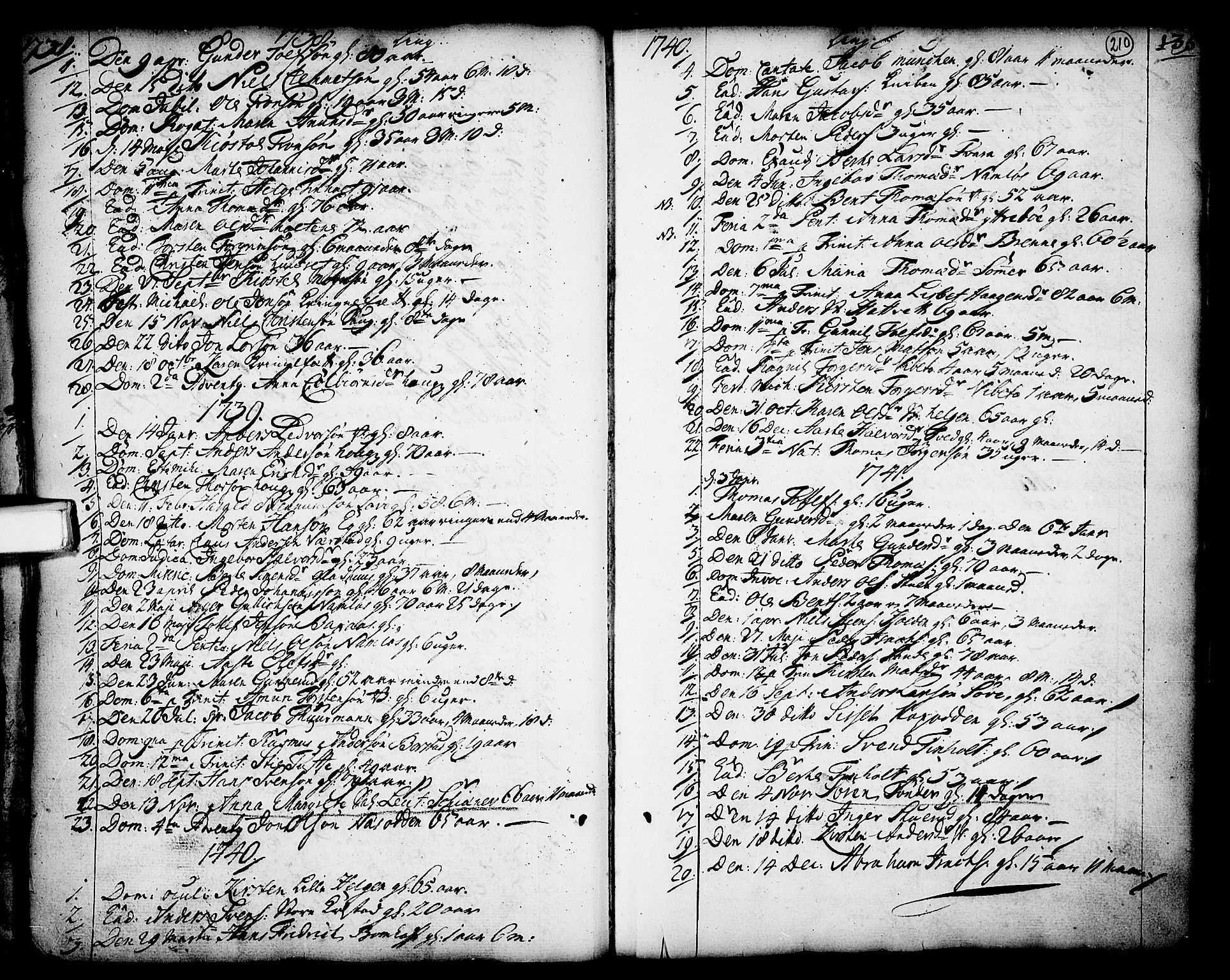 Holla kirkebøker, SAKO/A-272/F/Fa/L0001: Parish register (official) no. 1, 1717-1779, p. 210