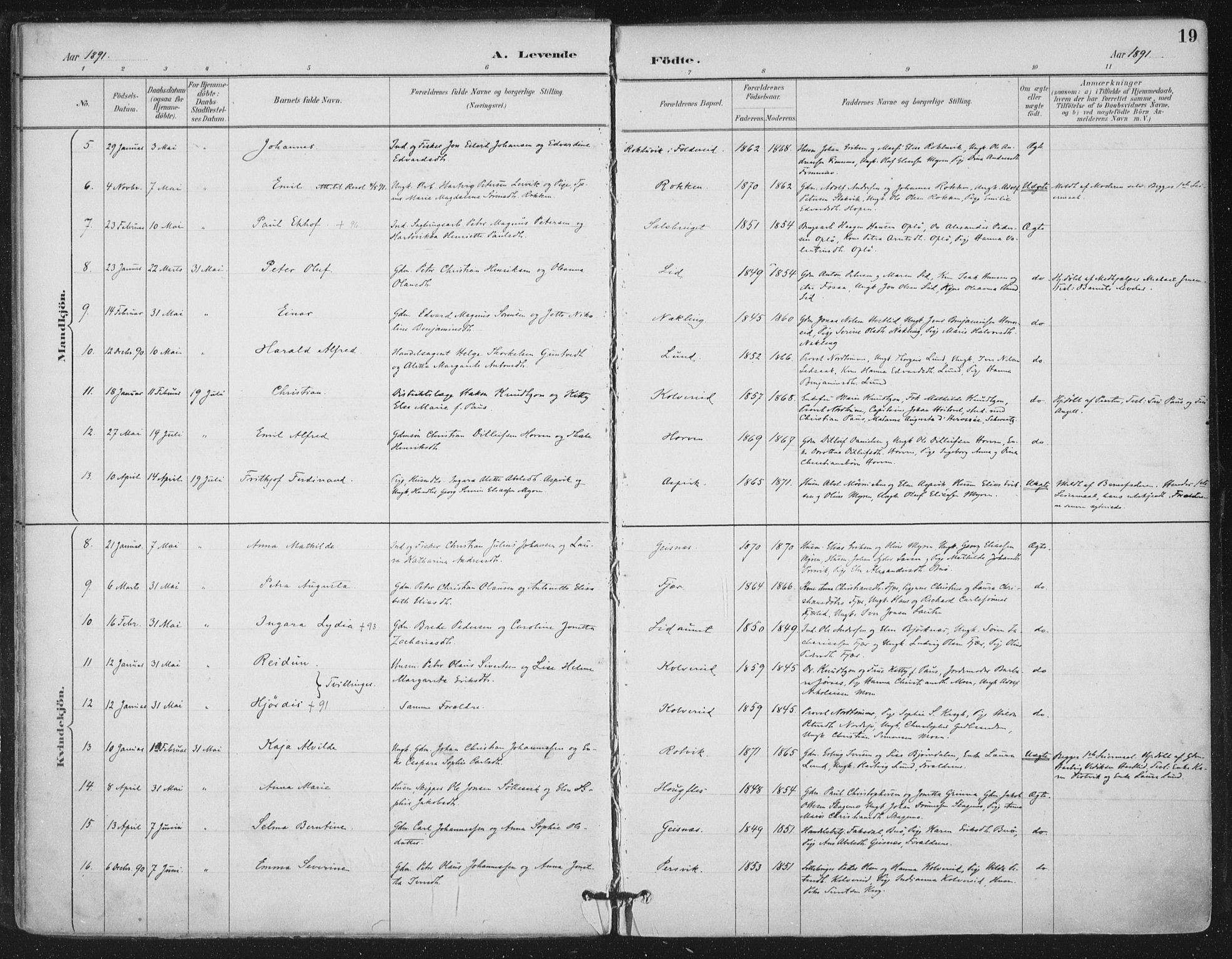 Ministerialprotokoller, klokkerbøker og fødselsregistre - Nord-Trøndelag, SAT/A-1458/780/L0644: Parish register (official) no. 780A08, 1886-1903, p. 19