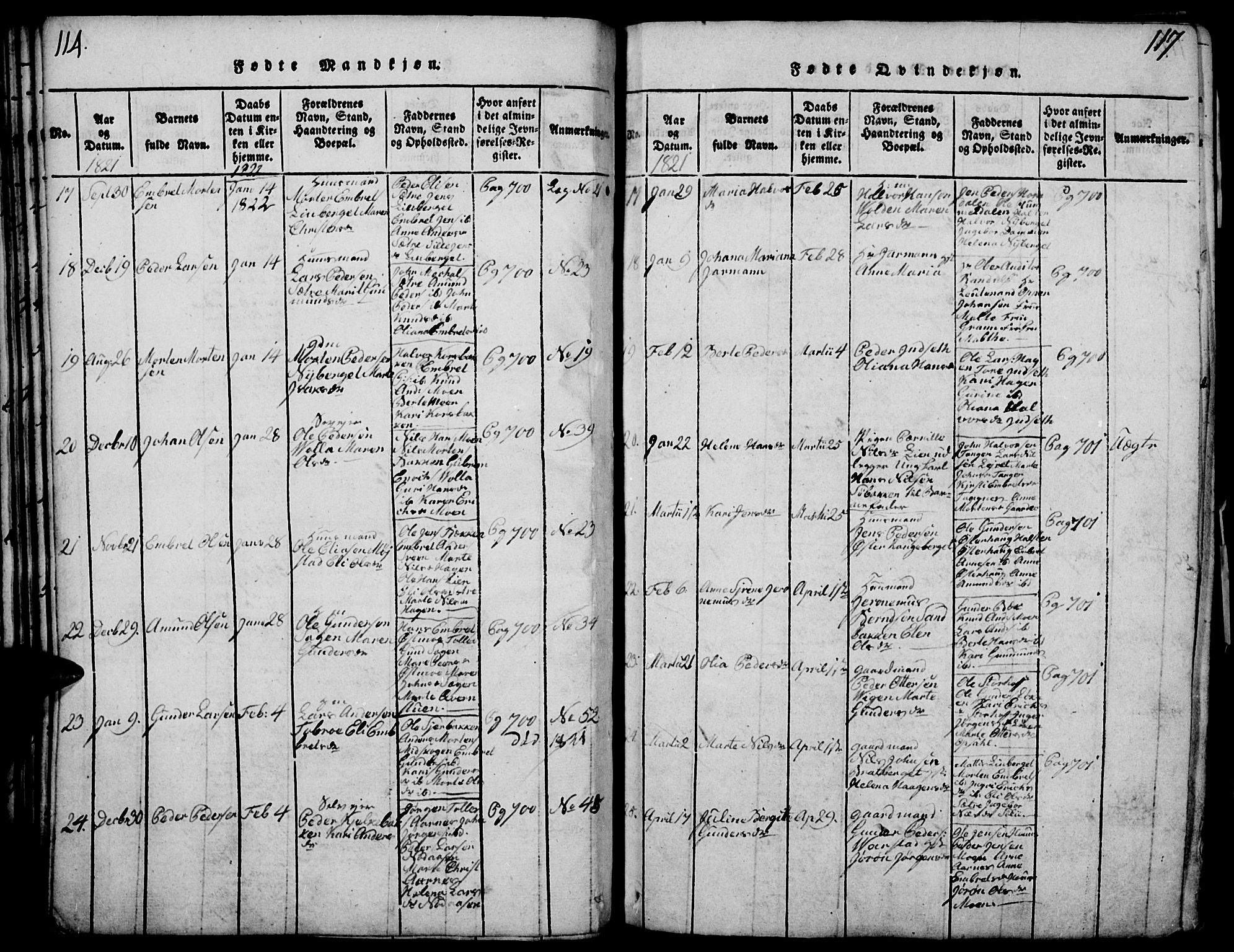 Elverum prestekontor, AV/SAH-PREST-044/H/Ha/Haa/L0007: Parish register (official) no. 7, 1815-1830, p. 114-115