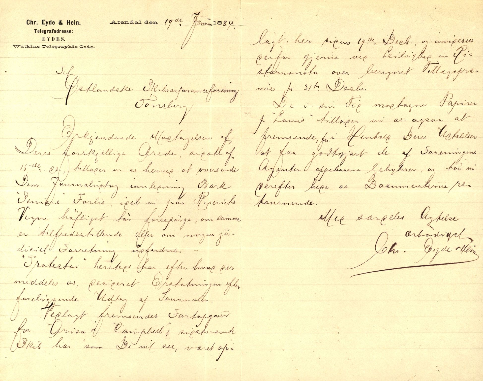 Pa 63 - Østlandske skibsassuranceforening, VEMU/A-1079/G/Ga/L0017/0005: Havaridokumenter / Signe, Hurra, Activ, Sjofna, Senior, Scandia, 1884, p. 77