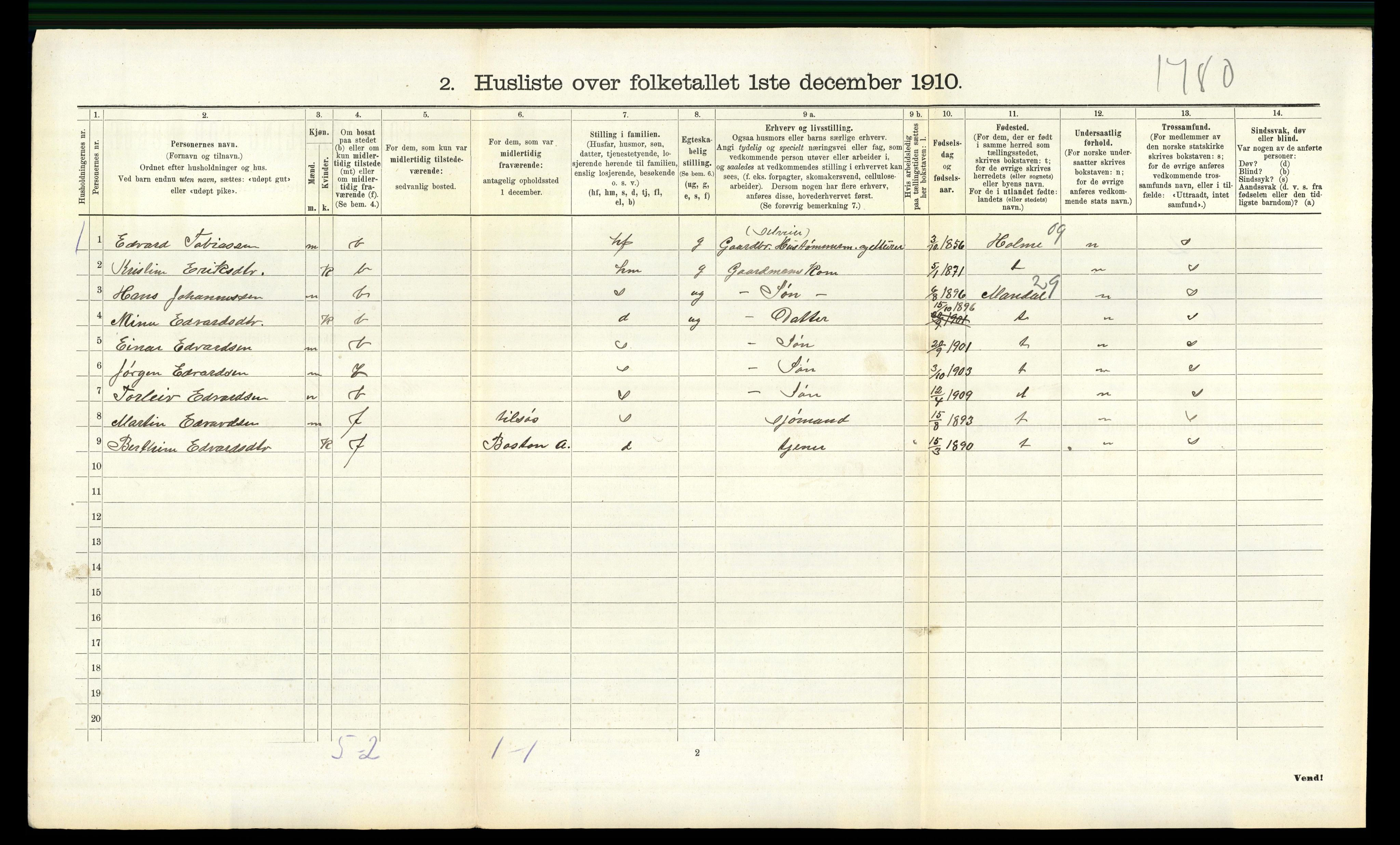 RA, 1910 census for Halse og Harkmark, 1910, p. 1269