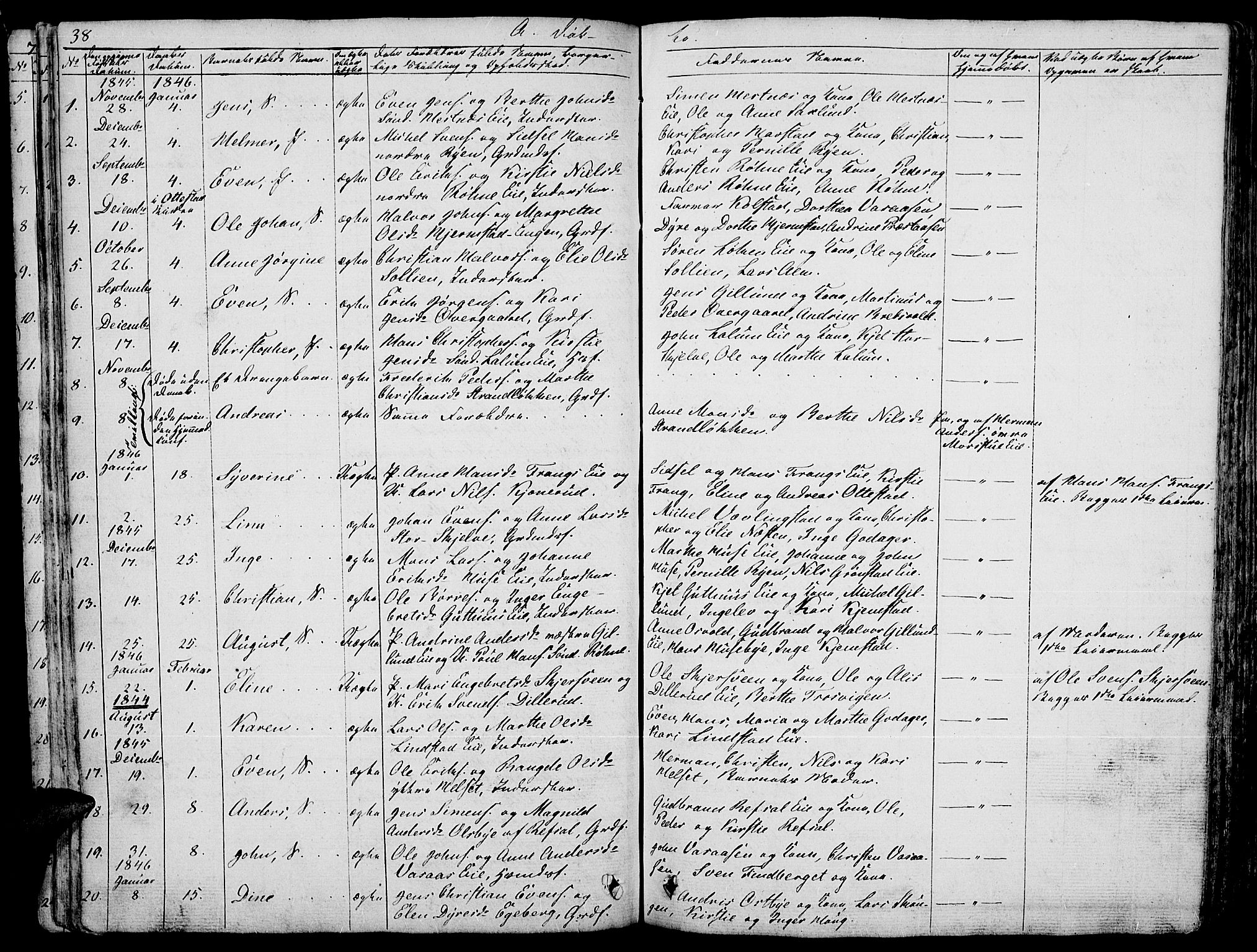 Stange prestekontor, SAH/PREST-002/L/L0003: Parish register (copy) no. 3, 1840-1864, p. 38