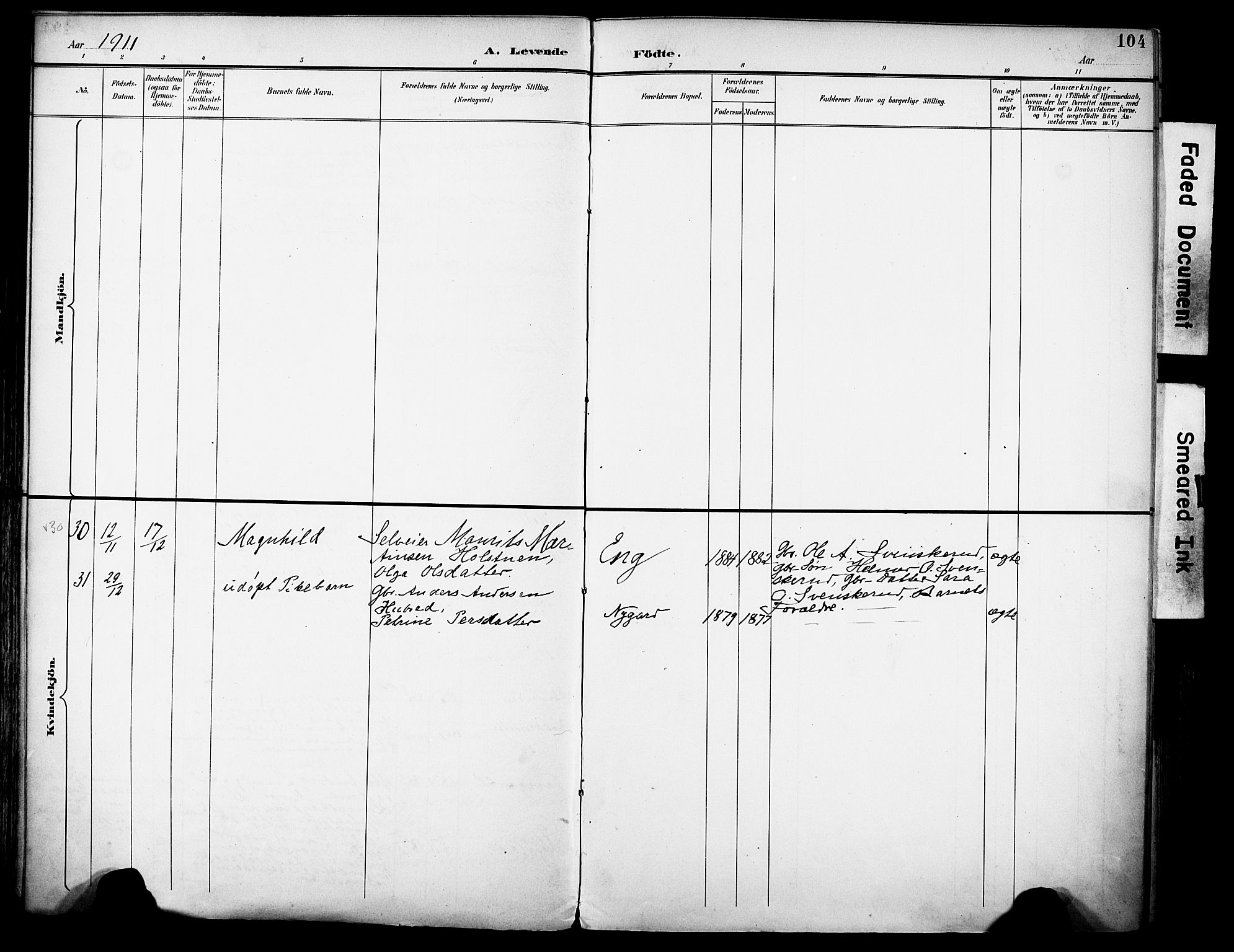 Vestre Toten prestekontor, SAH/PREST-108/H/Ha/Haa/L0013: Parish register (official) no. 13, 1895-1911, p. 104