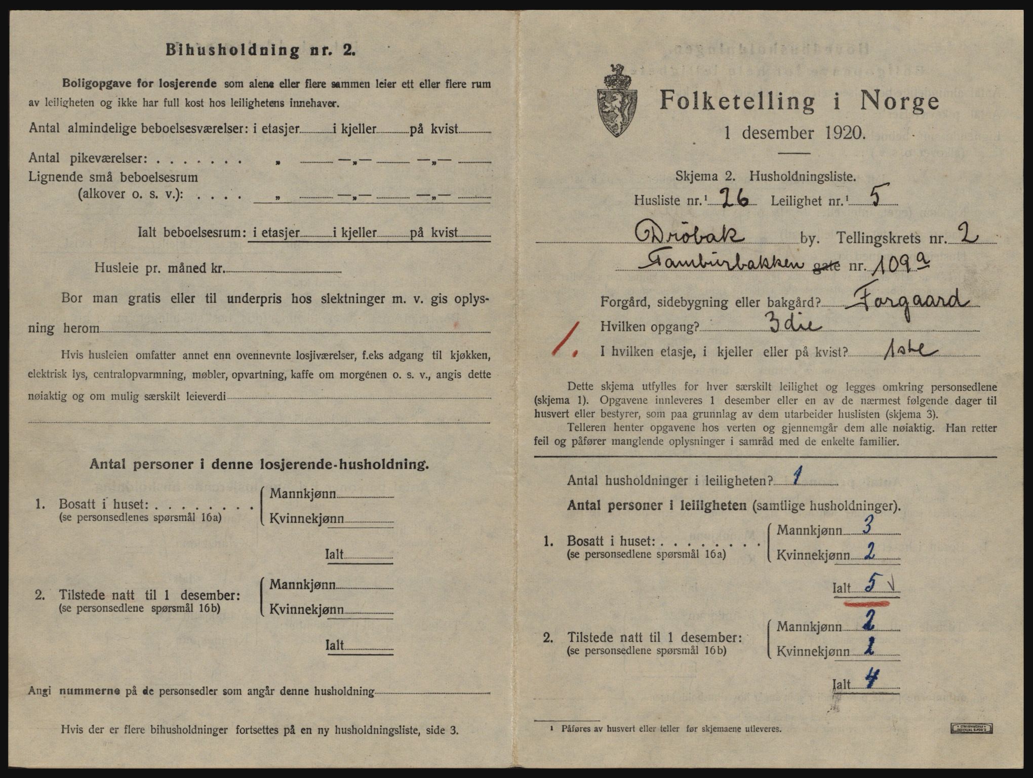 SAO, 1920 census for Drøbak, 1920, p. 1035
