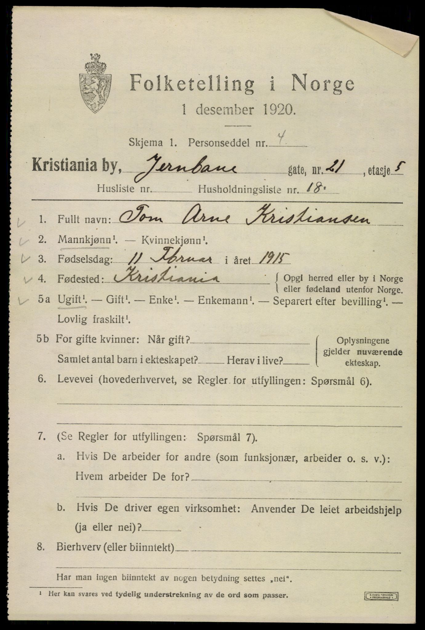 SAO, 1920 census for Kristiania, 1920, p. 323235