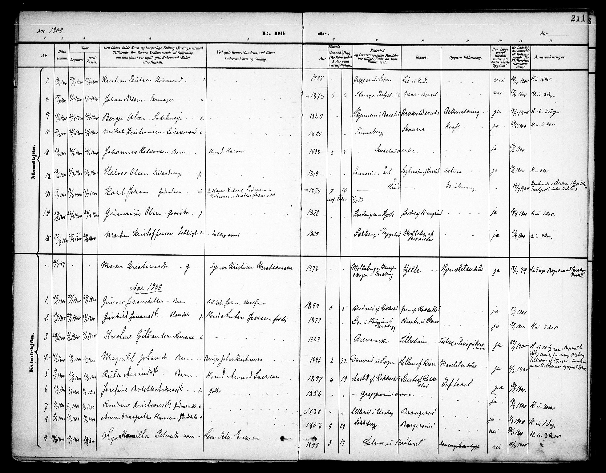 Høland prestekontor Kirkebøker, AV/SAO-A-10346a/F/Fa/L0015: Parish register (official) no. I 15, 1897-1912, p. 211