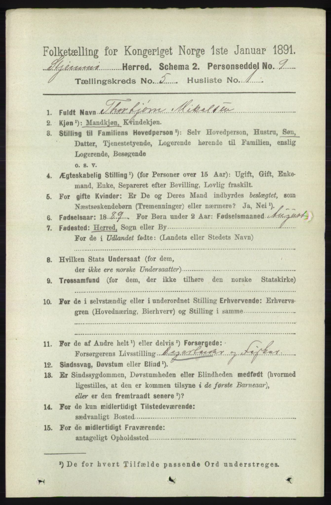 RA, 1891 census for 1140 Sjernarøy, 1891, p. 816