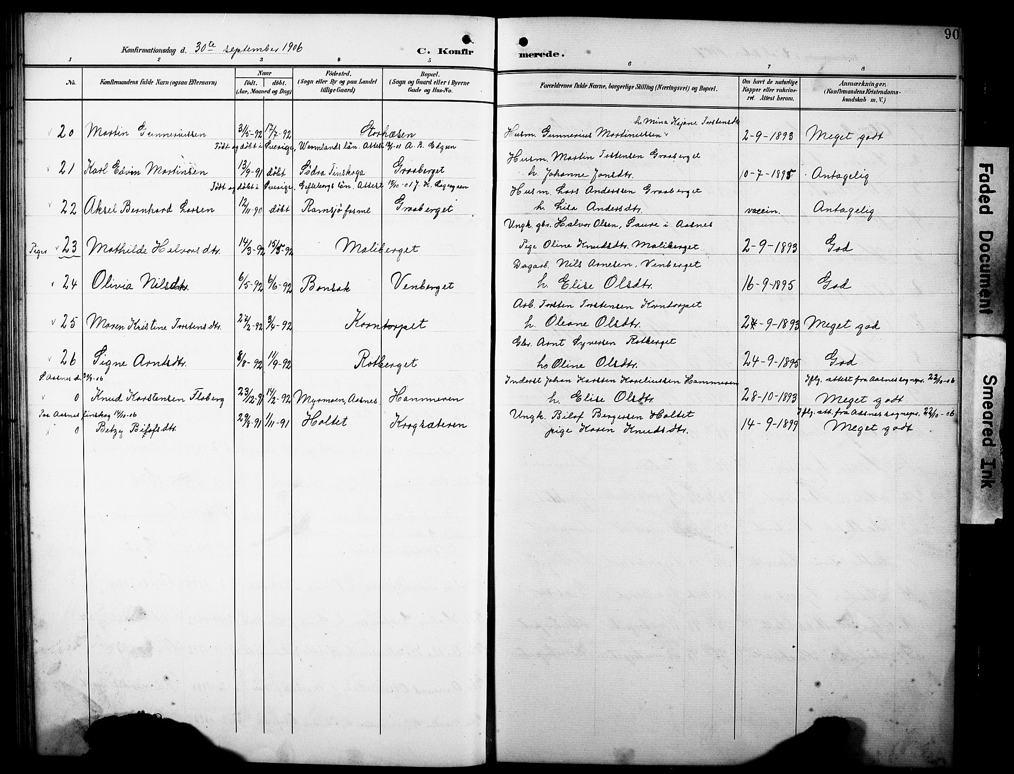 Hof prestekontor, SAH/PREST-038/H/Ha/Hab/L0005: Parish register (copy) no. 5, 1899-1916, p. 90