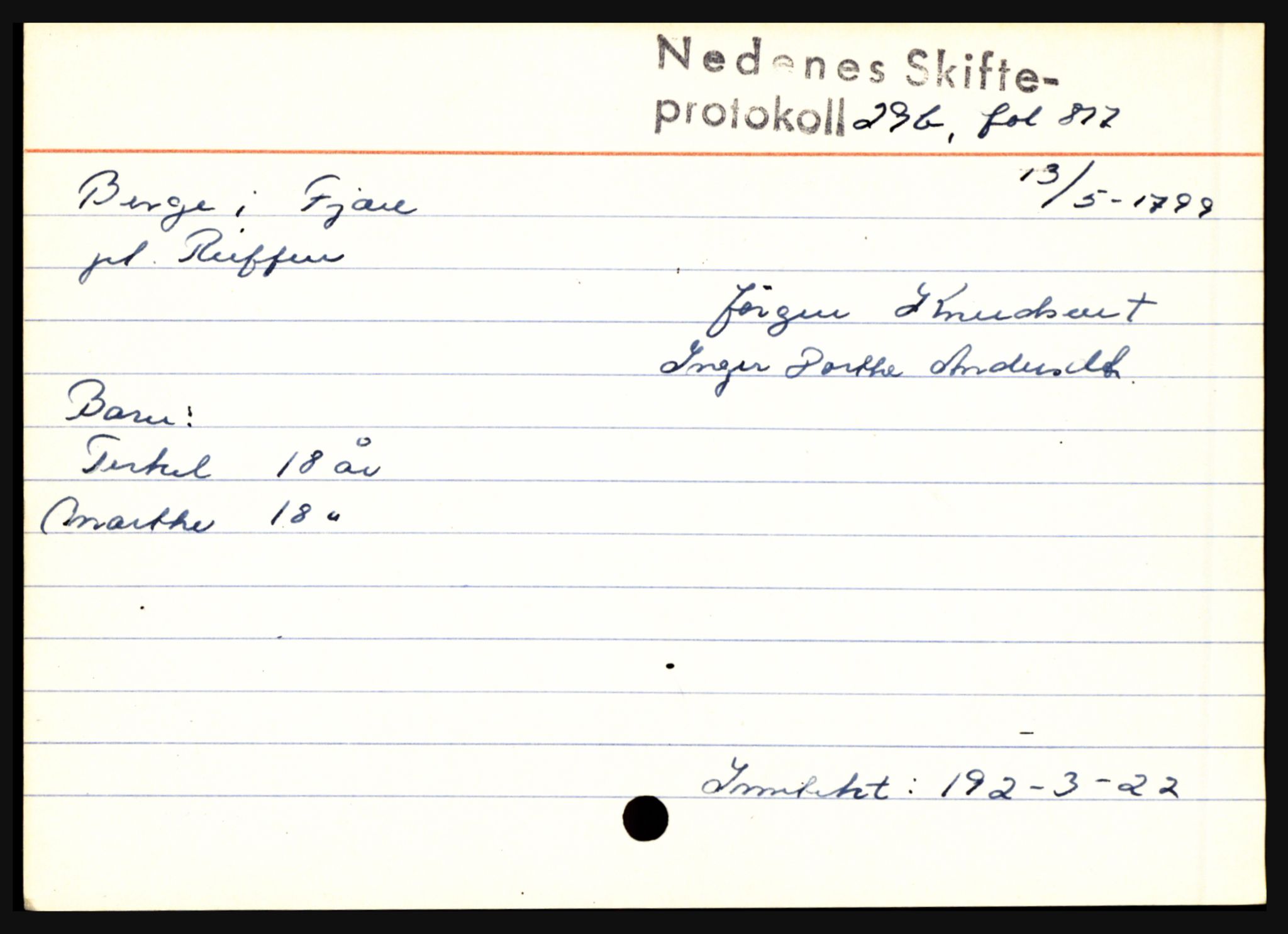 Nedenes sorenskriveri før 1824, AV/SAK-1221-0007/H, p. 2169