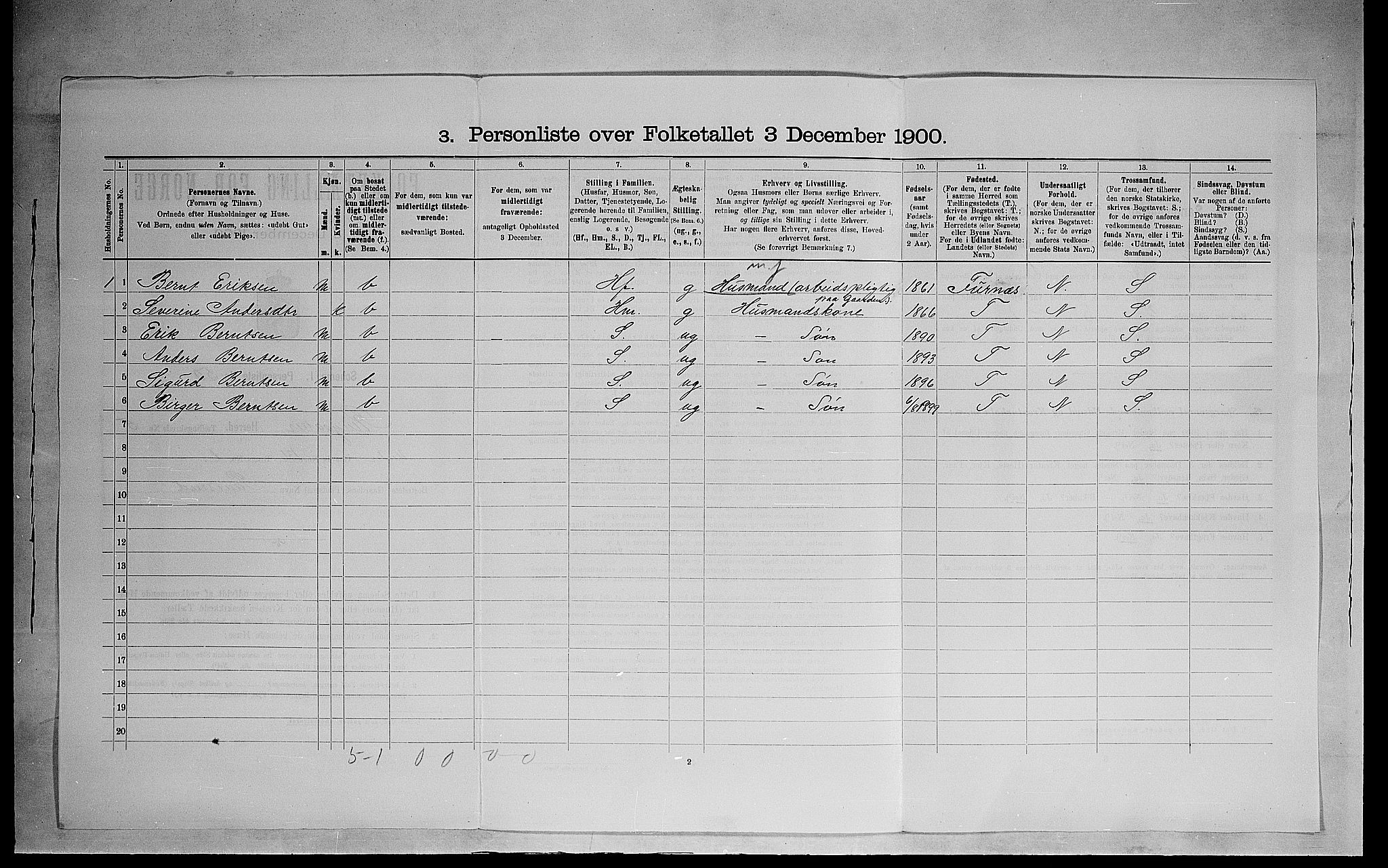 SAH, 1900 census for Ringsaker, 1900, p. 1142