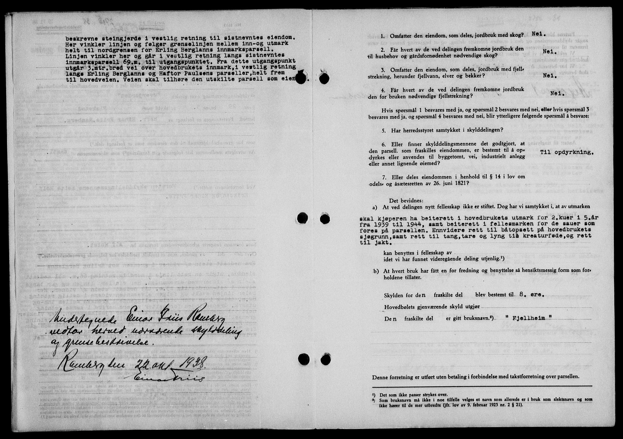 Lofoten sorenskriveri, SAT/A-0017/1/2/2C/L0005a: Mortgage book no. 5a, 1939-1939, Diary no: : 2785/1938