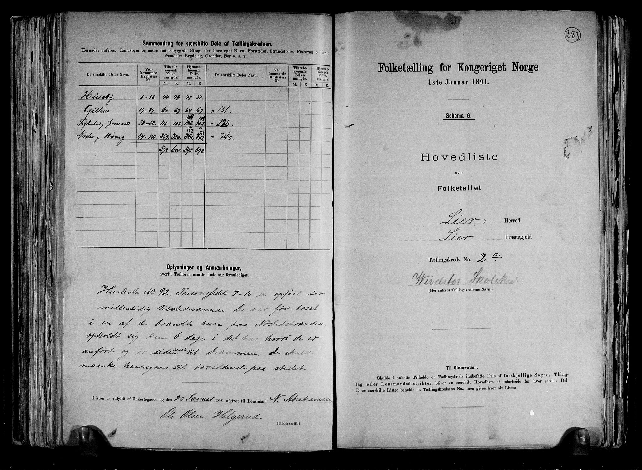 RA, 1891 census for 0626 Lier, 1891, p. 8