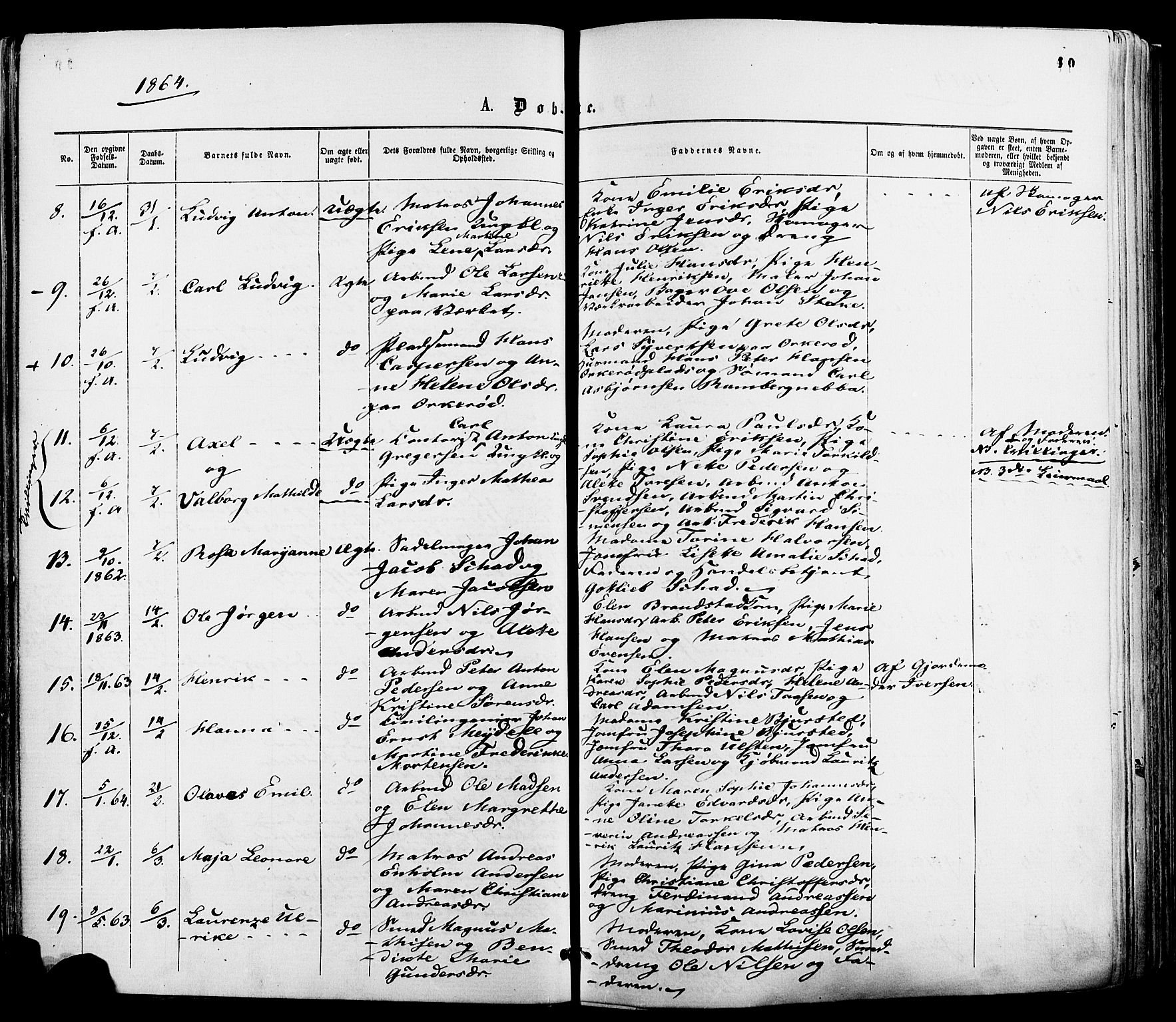 Moss prestekontor Kirkebøker, AV/SAO-A-2003/F/Fa/L0009: Parish register (official) no. I 9, 1861-1869, p. 40