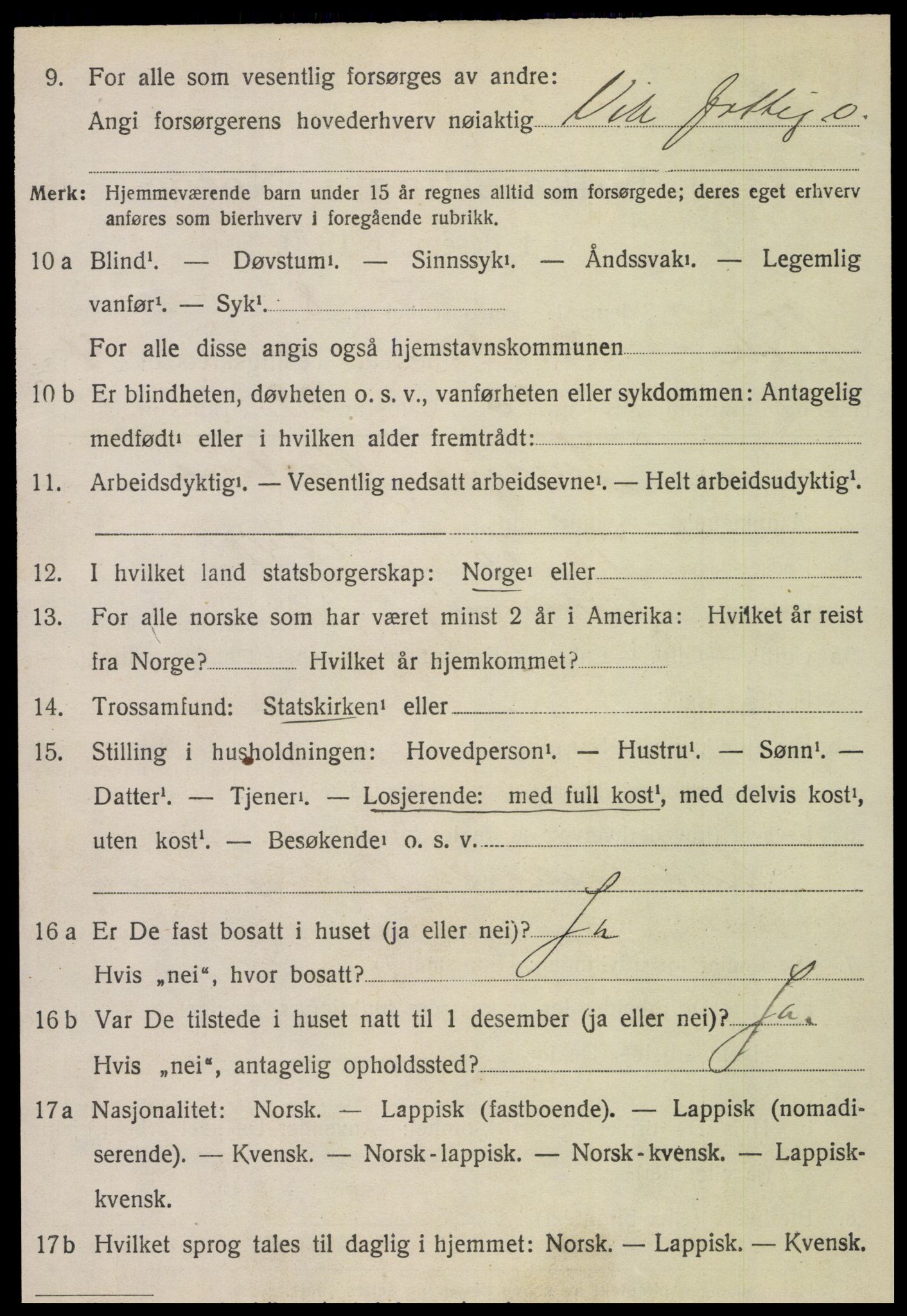 SAT, 1920 census for Vik, 1920, p. 2934