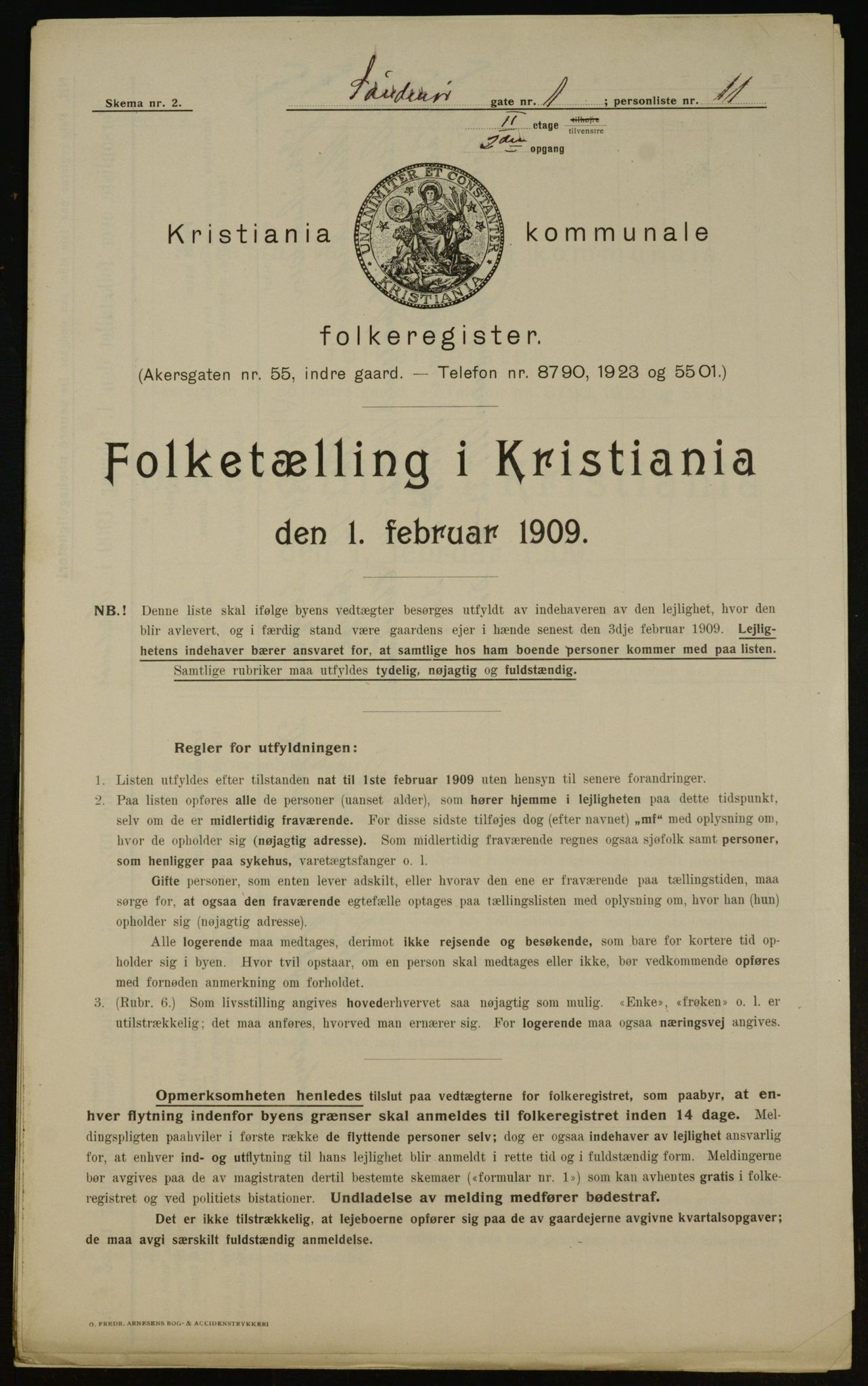 OBA, Municipal Census 1909 for Kristiania, 1909, p. 94700