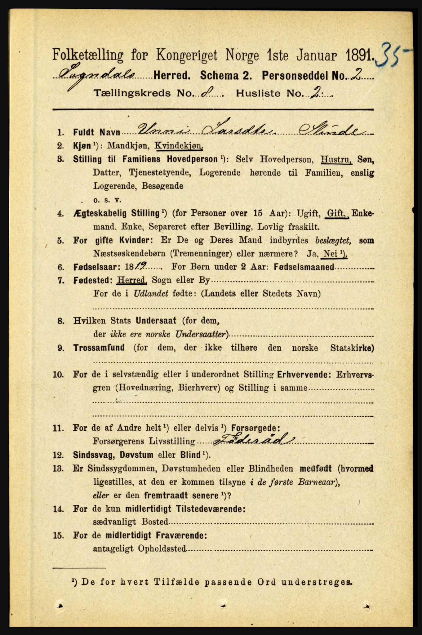 RA, 1891 census for 1420 Sogndal, 1891, p. 3313