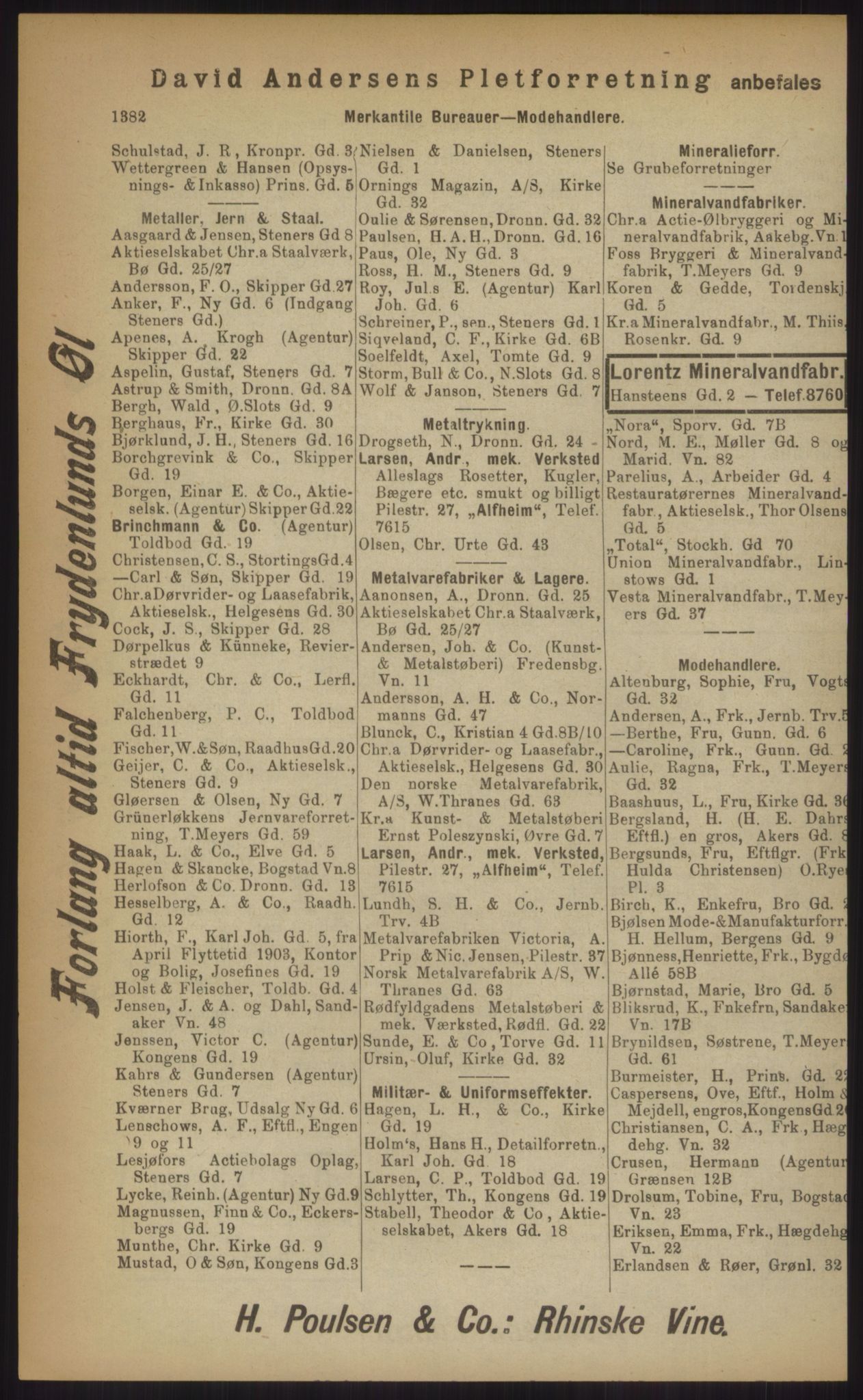 Kristiania/Oslo adressebok, PUBL/-, 1903, p. 1382