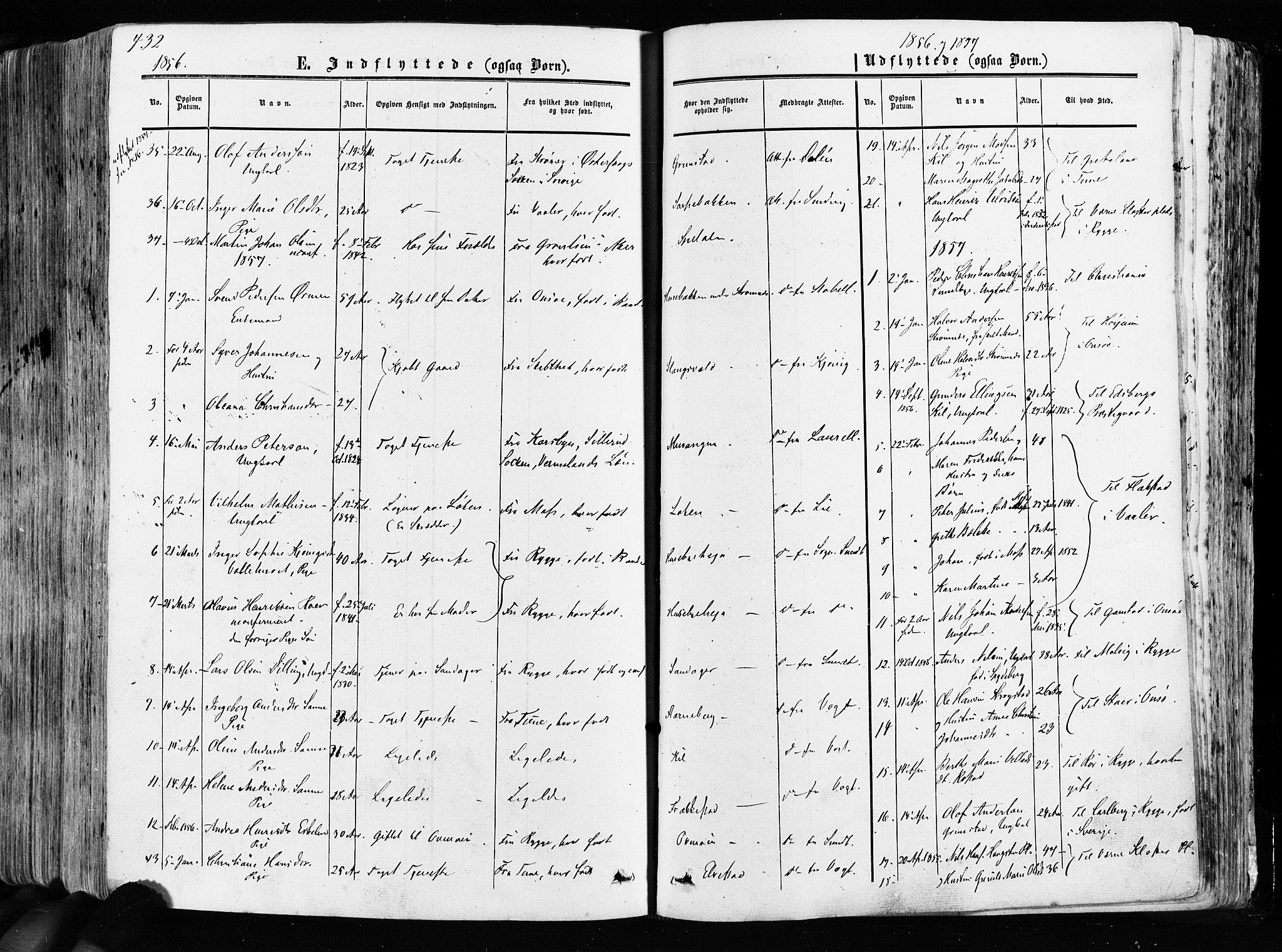 Råde prestekontor kirkebøker, AV/SAO-A-2009/F/Fa/L0006: Parish register (official) no. 6, 1854-1877, p. 432