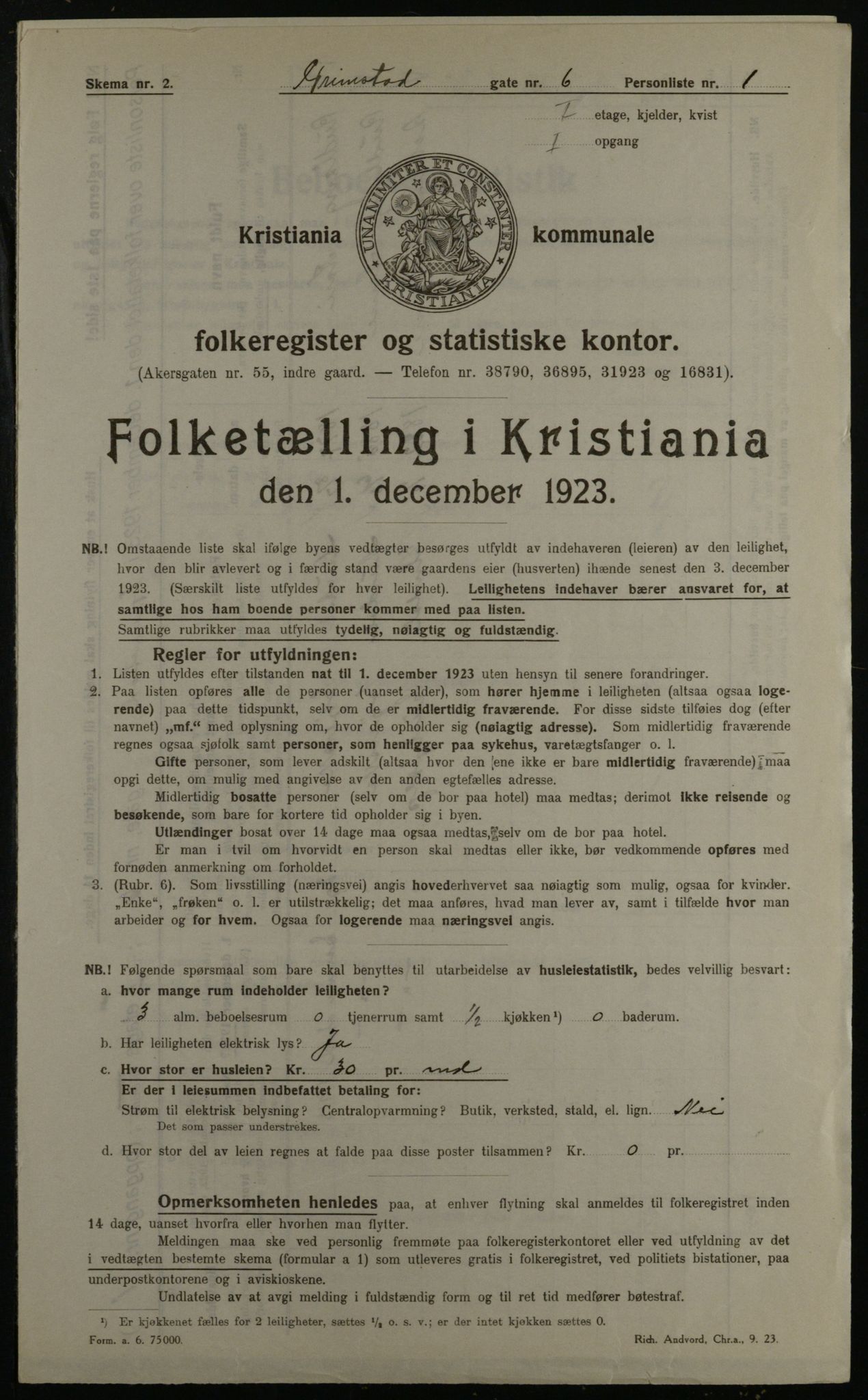 OBA, Municipal Census 1923 for Kristiania, 1923, p. 33839