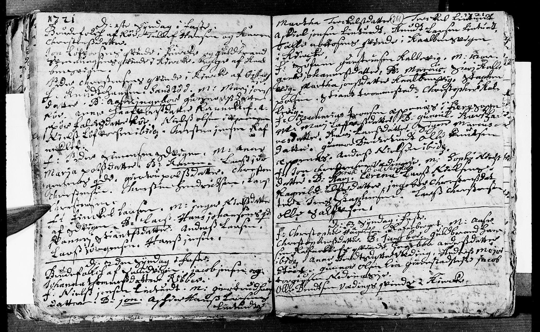 Øyestad sokneprestkontor, AV/SAK-1111-0049/F/Fa/L0002: Parish register (official) no. A 2, 1692-1722, p. 261