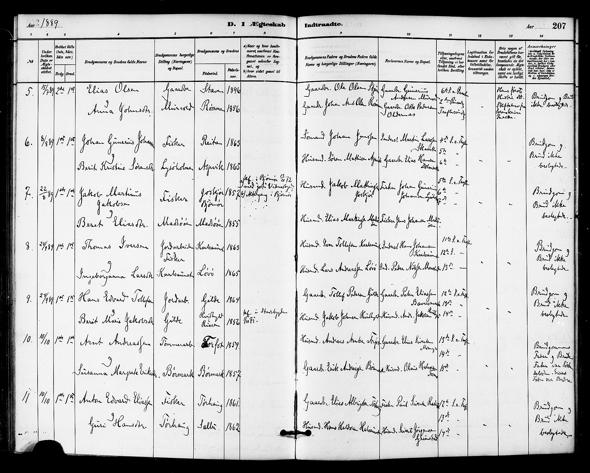 Ministerialprotokoller, klokkerbøker og fødselsregistre - Sør-Trøndelag, SAT/A-1456/655/L0680: Parish register (official) no. 655A09, 1880-1894, p. 207