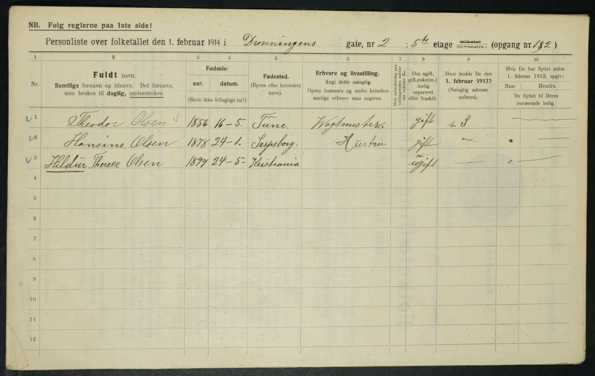 OBA, Municipal Census 1914 for Kristiania, 1914, p. 17393