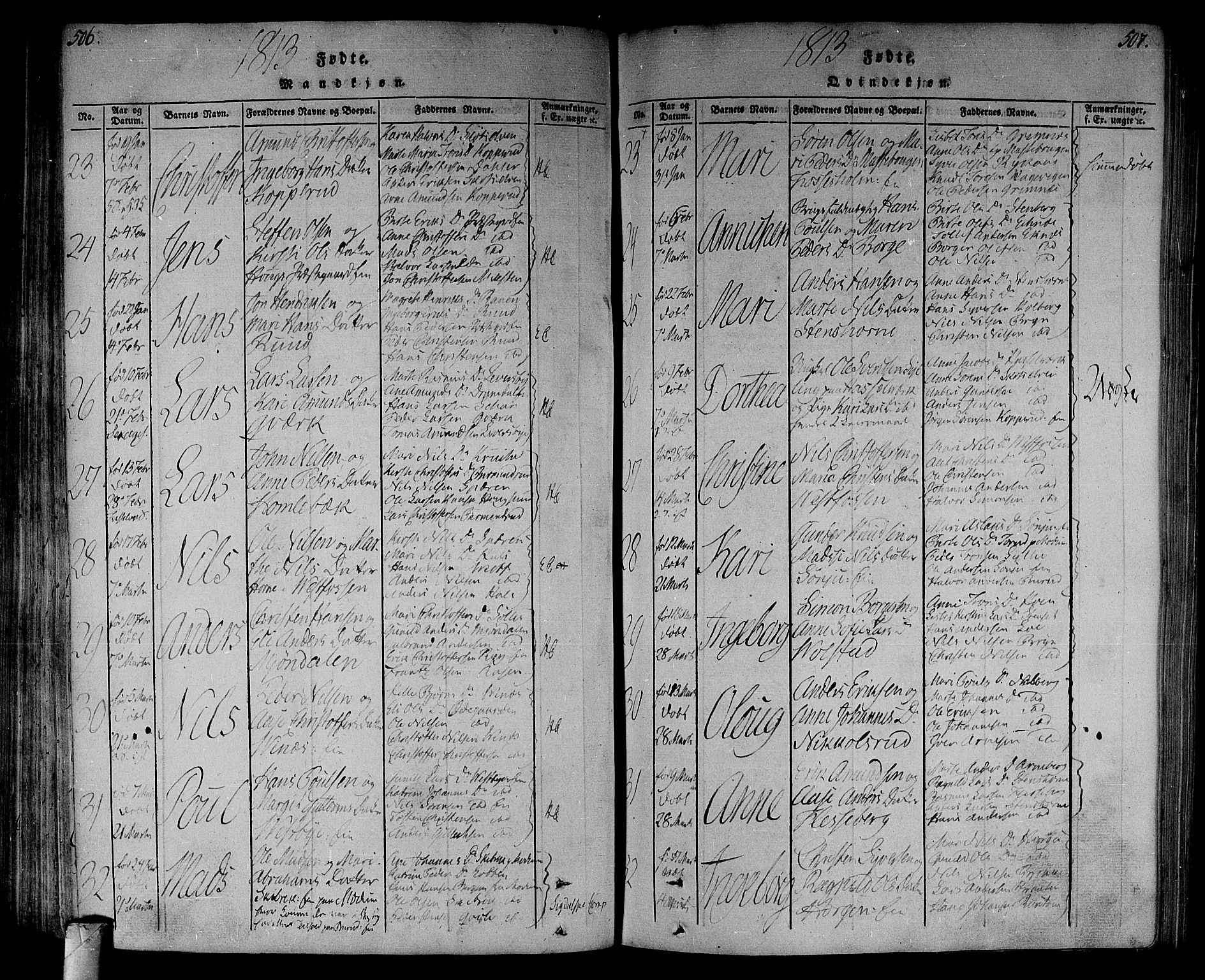 Eiker kirkebøker, AV/SAKO-A-4/F/Fa/L0010: Parish register (official) no. I 10, 1806-1815, p. 506-507