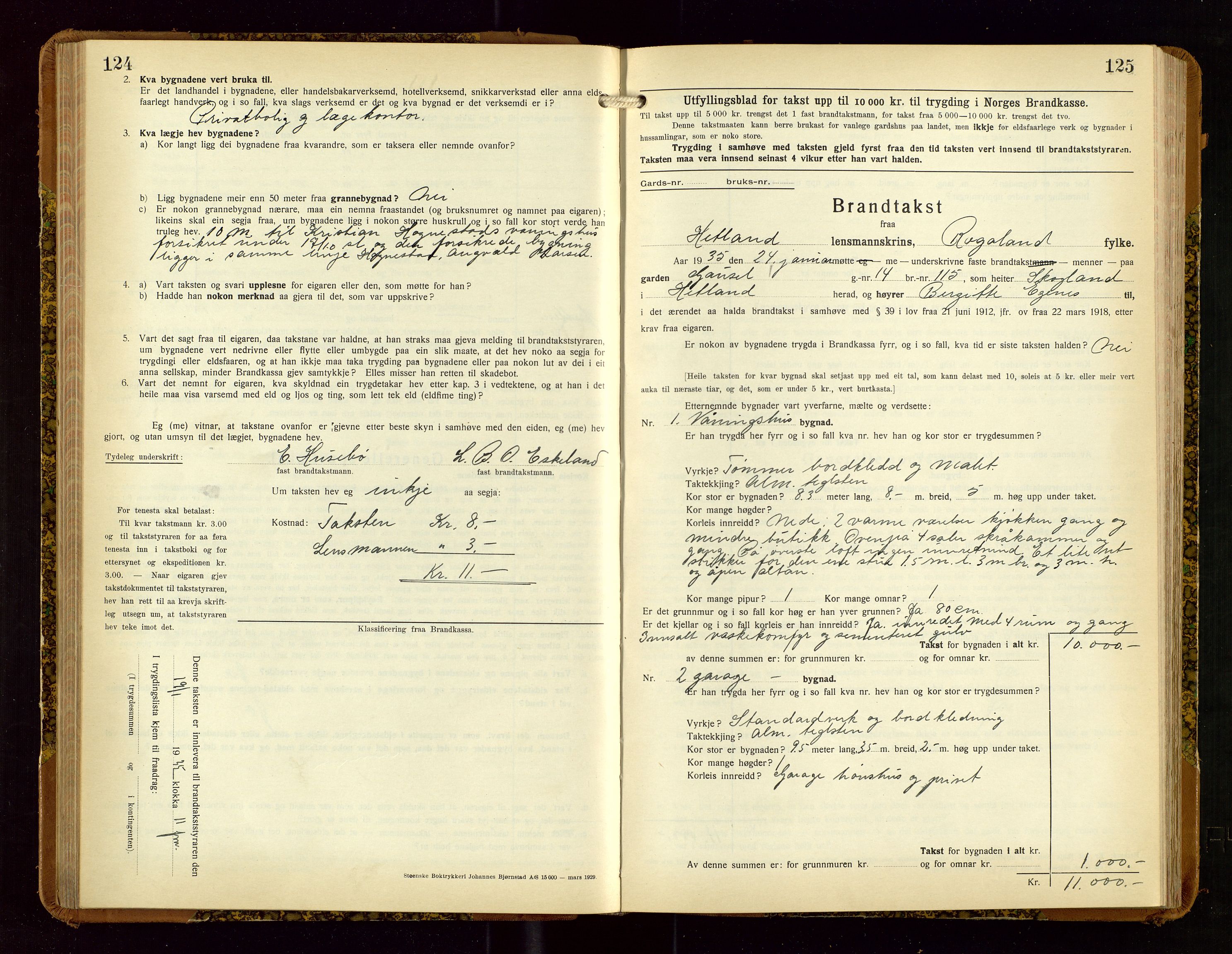 Hetland lensmannskontor, AV/SAST-A-100101/Gob/L0004: "Brandtakstbok", 1934-1936, p. 124-125