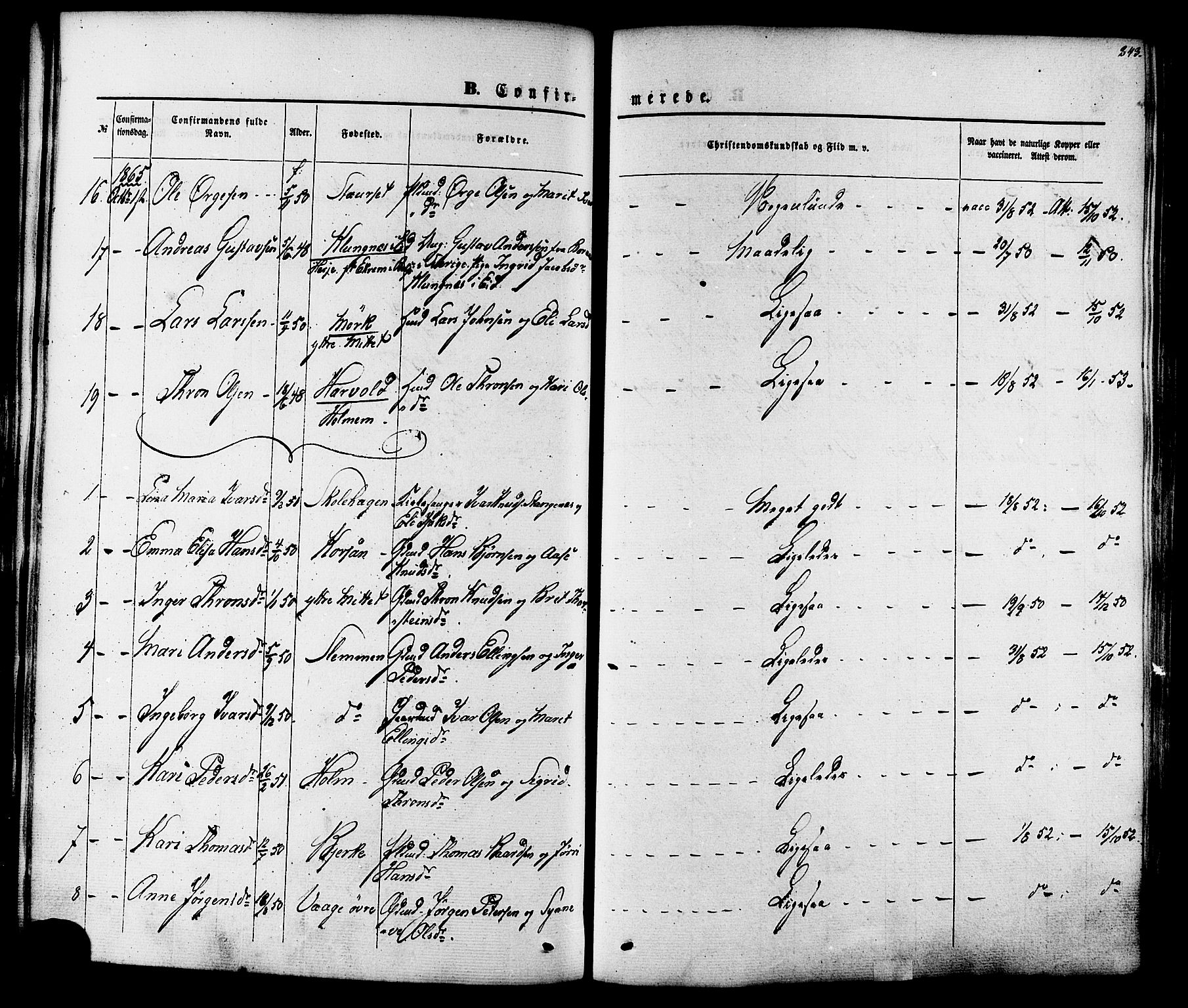 Ministerialprotokoller, klokkerbøker og fødselsregistre - Møre og Romsdal, AV/SAT-A-1454/547/L0603: Parish register (official) no. 547A05, 1846-1877, p. 243