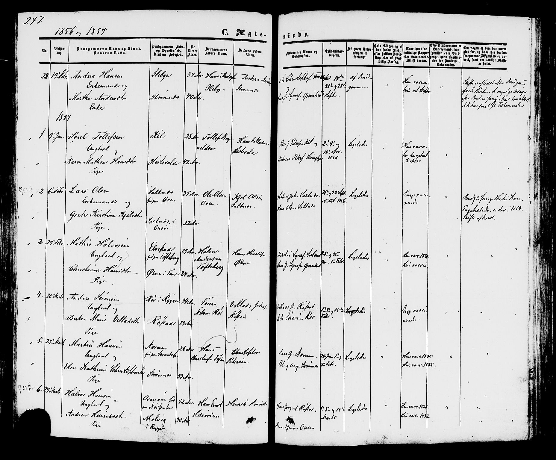 Råde prestekontor kirkebøker, AV/SAO-A-2009/F/Fa/L0006: Parish register (official) no. 6, 1854-1877, p. 247