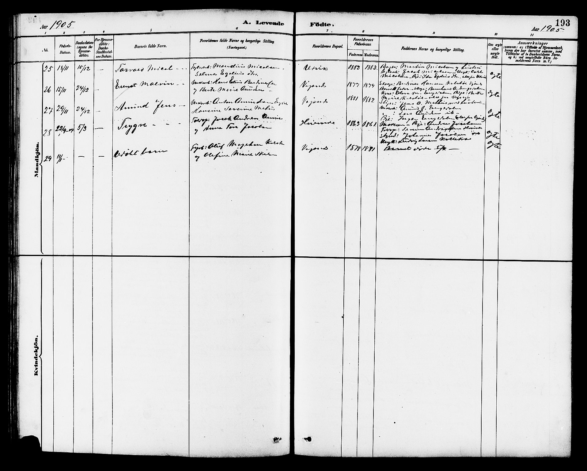 Avaldsnes sokneprestkontor, AV/SAST-A -101851/H/Ha/Hab/L0007: Parish register (copy) no. B 7, 1885-1909, p. 193