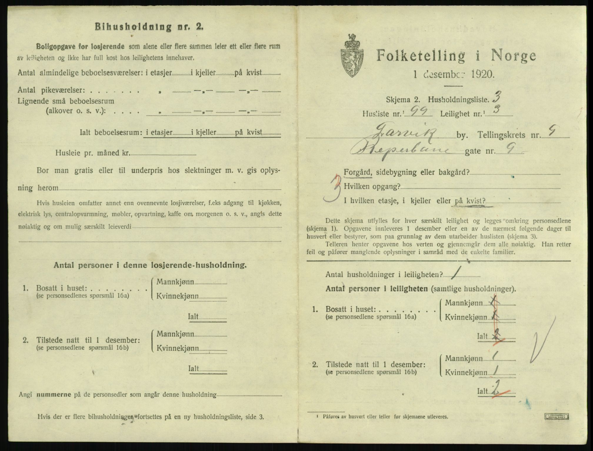 SAKO, 1920 census for Larvik, 1920, p. 7396