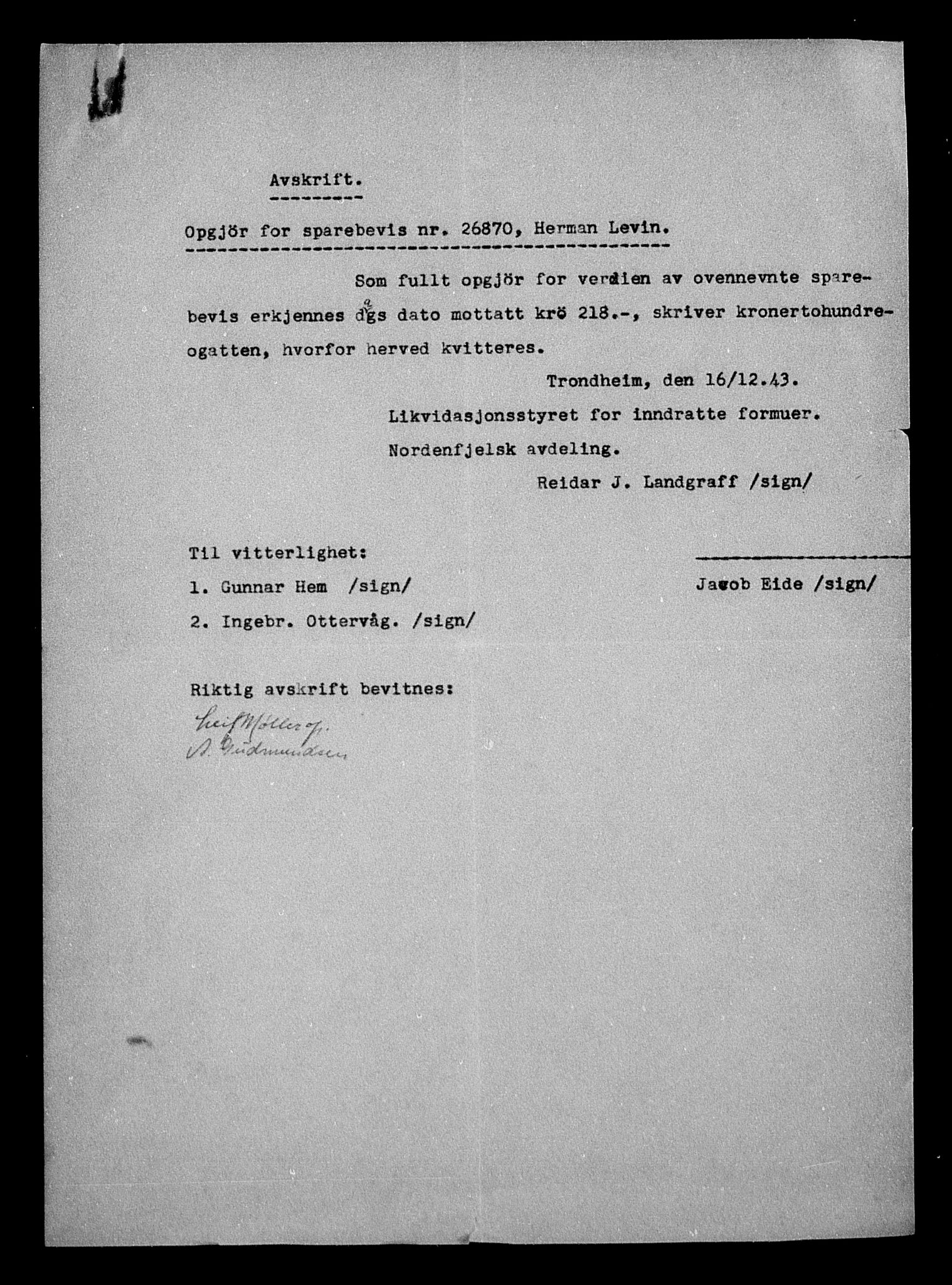 Justisdepartementet, Tilbakeføringskontoret for inndratte formuer, RA/S-1564/H/Hc/Hcb/L0914: --, 1945-1947, p. 311