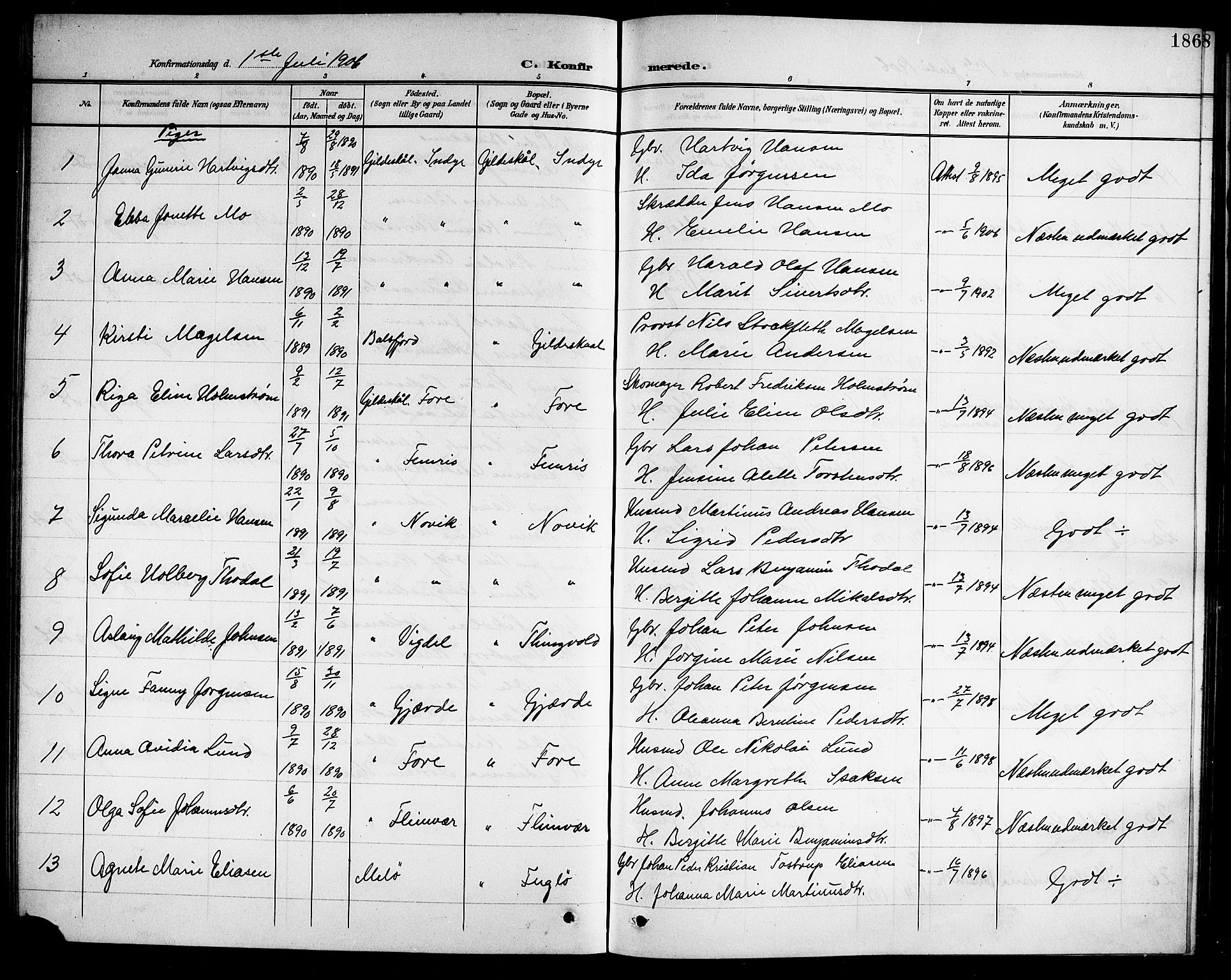 Ministerialprotokoller, klokkerbøker og fødselsregistre - Nordland, SAT/A-1459/805/L0109: Parish register (copy) no. 805C05, 1900-1911, p. 186