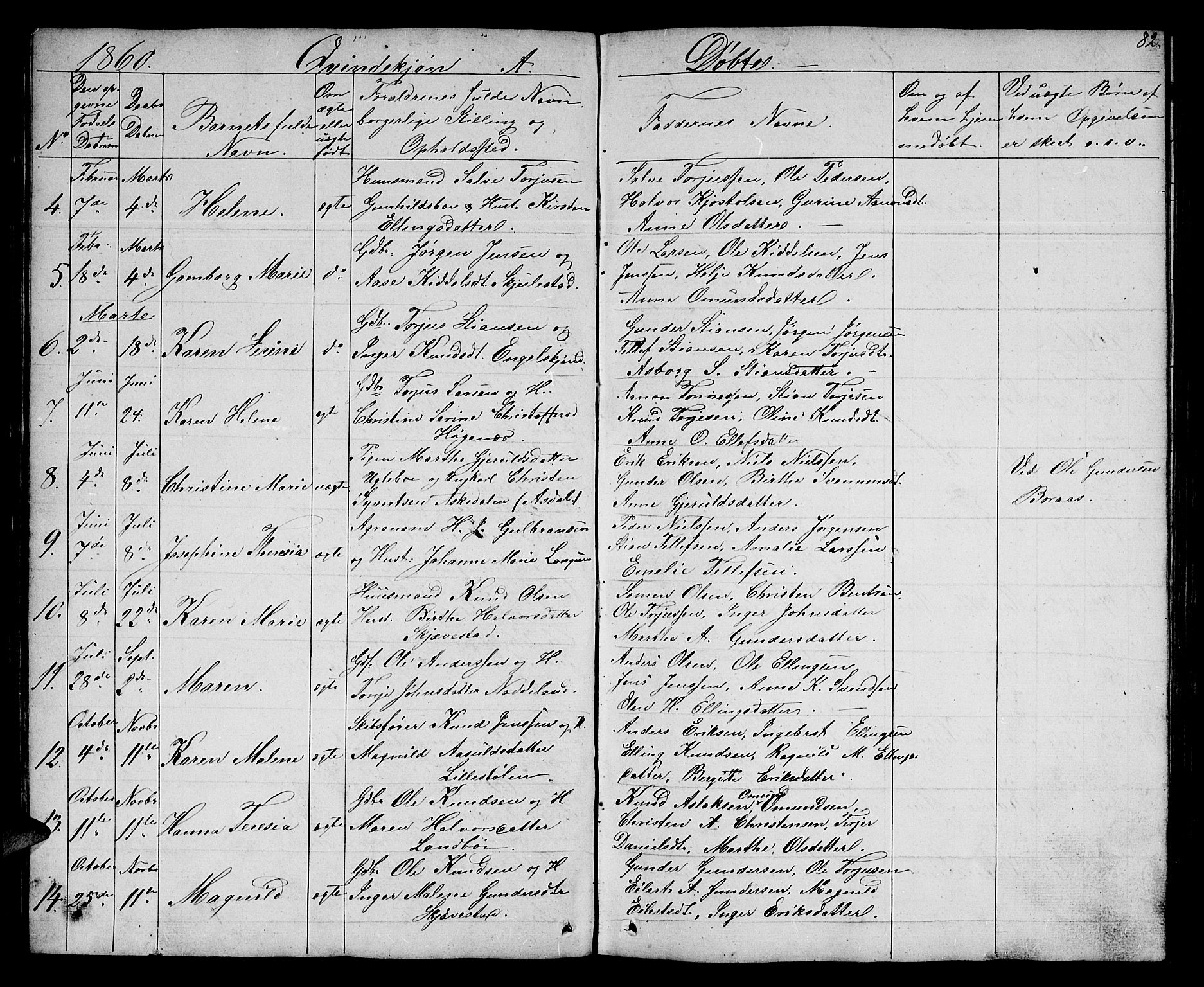 Austre Moland sokneprestkontor, AV/SAK-1111-0001/F/Fb/Fba/L0001: Parish register (copy) no. B 1, 1842-1868, p. 82