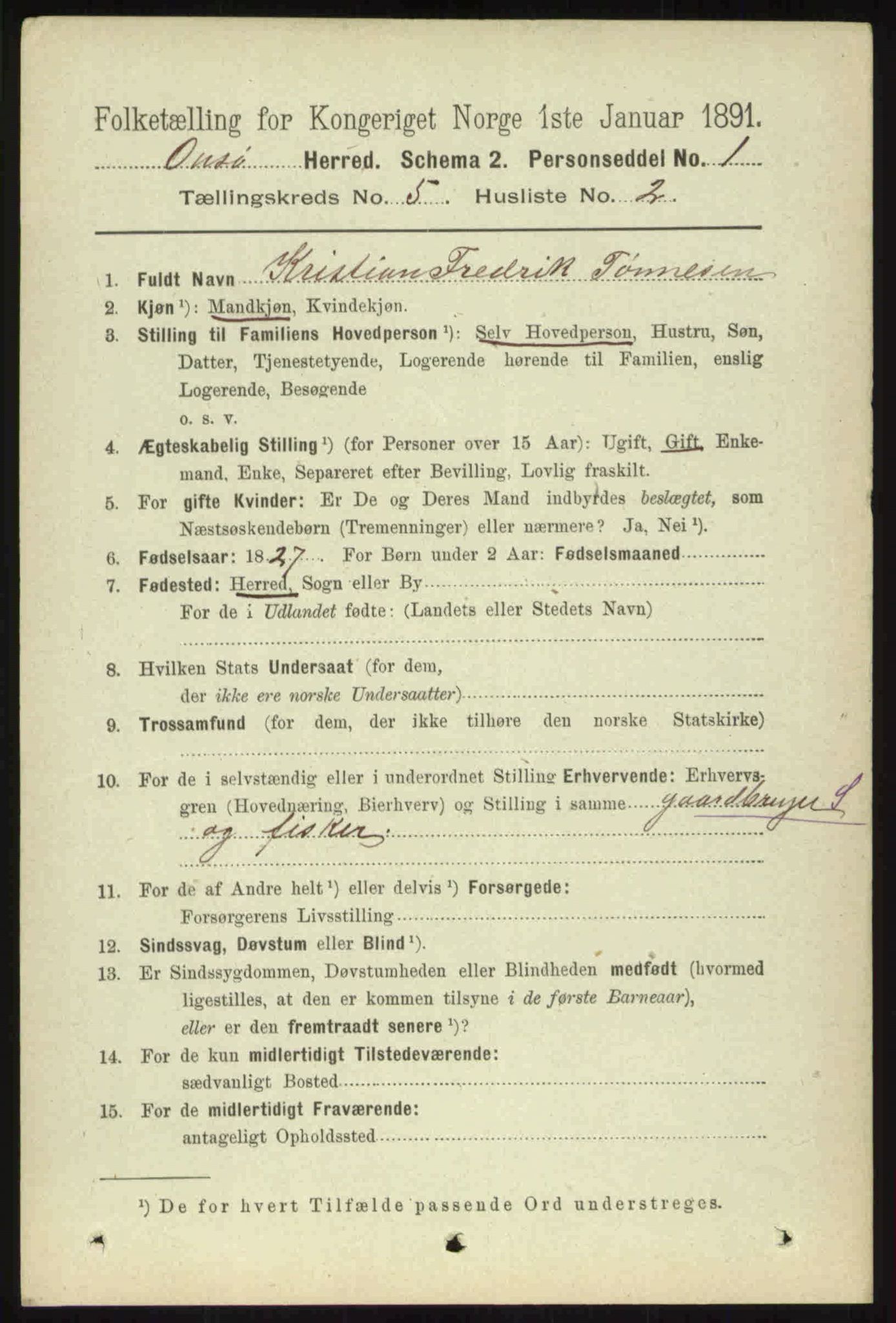 RA, 1891 census for 0134 Onsøy, 1891, p. 3958