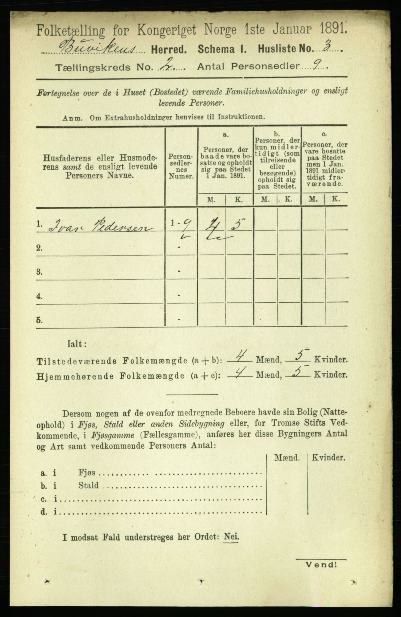 RA, 1891 census for 1656 Buvik, 1891, p. 557