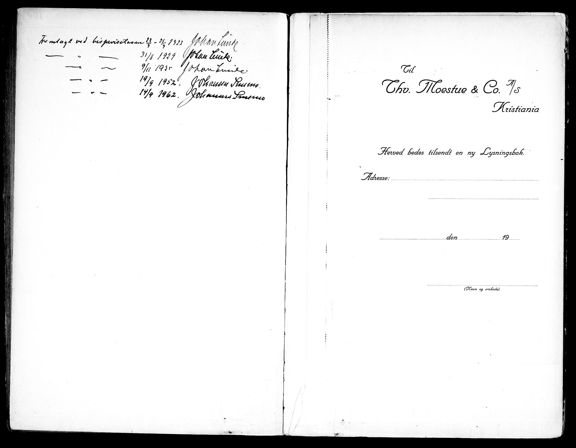 Nannestad prestekontor Kirkebøker, SAO/A-10414a/H/Hb/L0001: Banns register no. II 1, 1919-1969