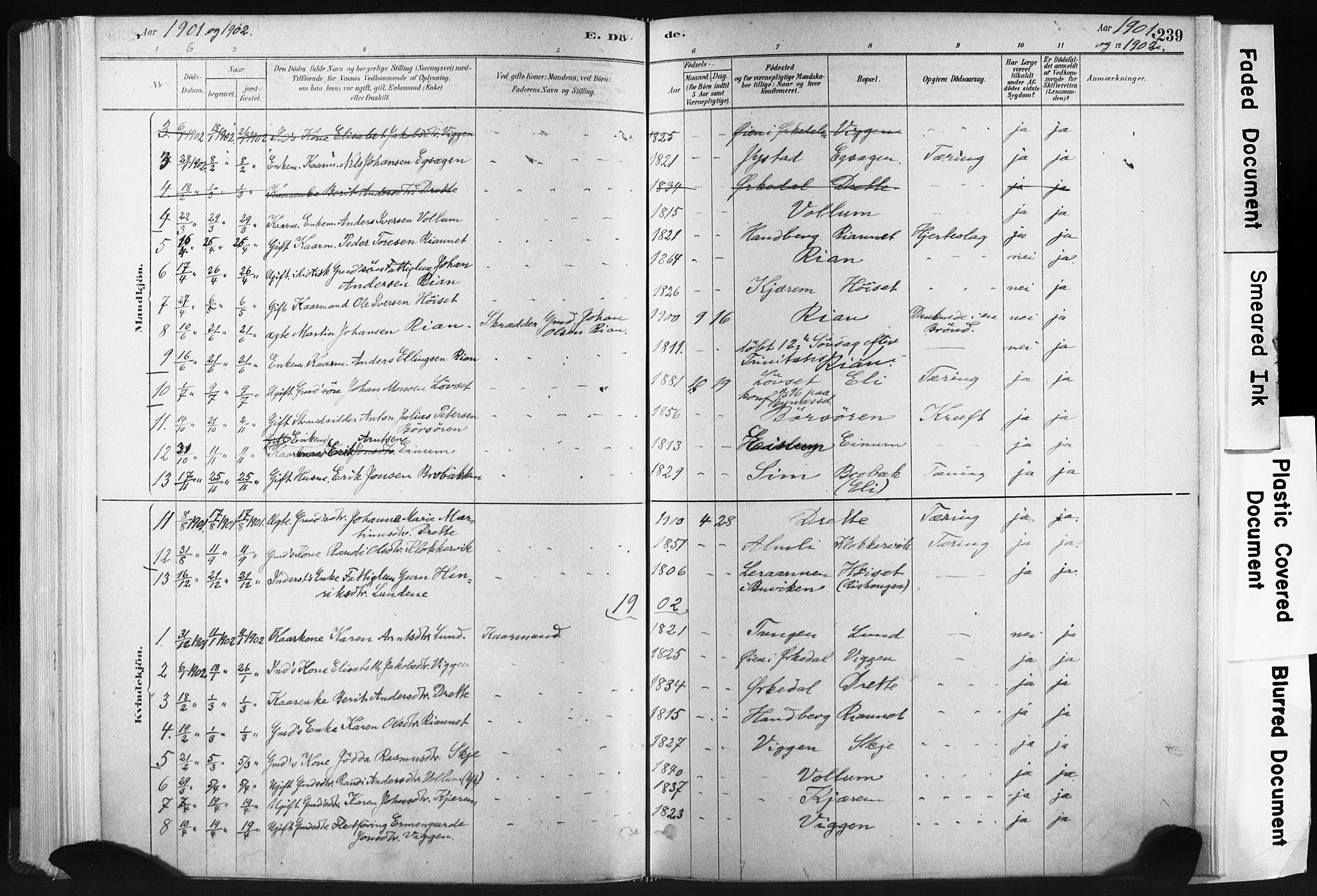 Ministerialprotokoller, klokkerbøker og fødselsregistre - Sør-Trøndelag, SAT/A-1456/665/L0773: Parish register (official) no. 665A08, 1879-1905, p. 239