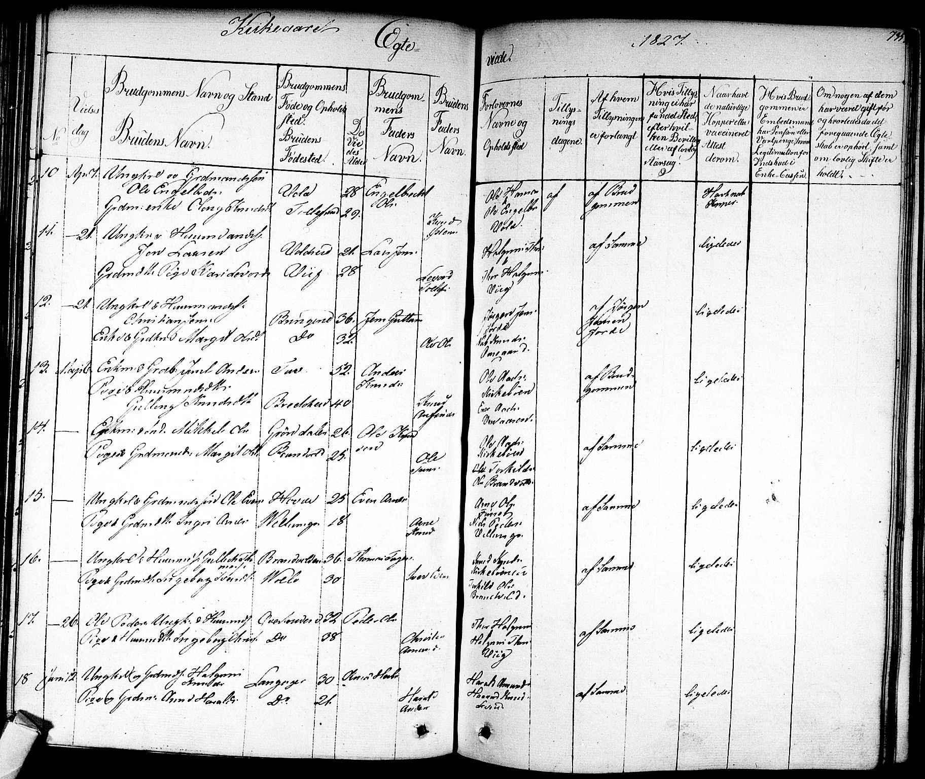 Nes kirkebøker, AV/SAKO-A-236/F/Fa/L0008: Parish register (official) no. 8, 1824-1834, p. 734-735