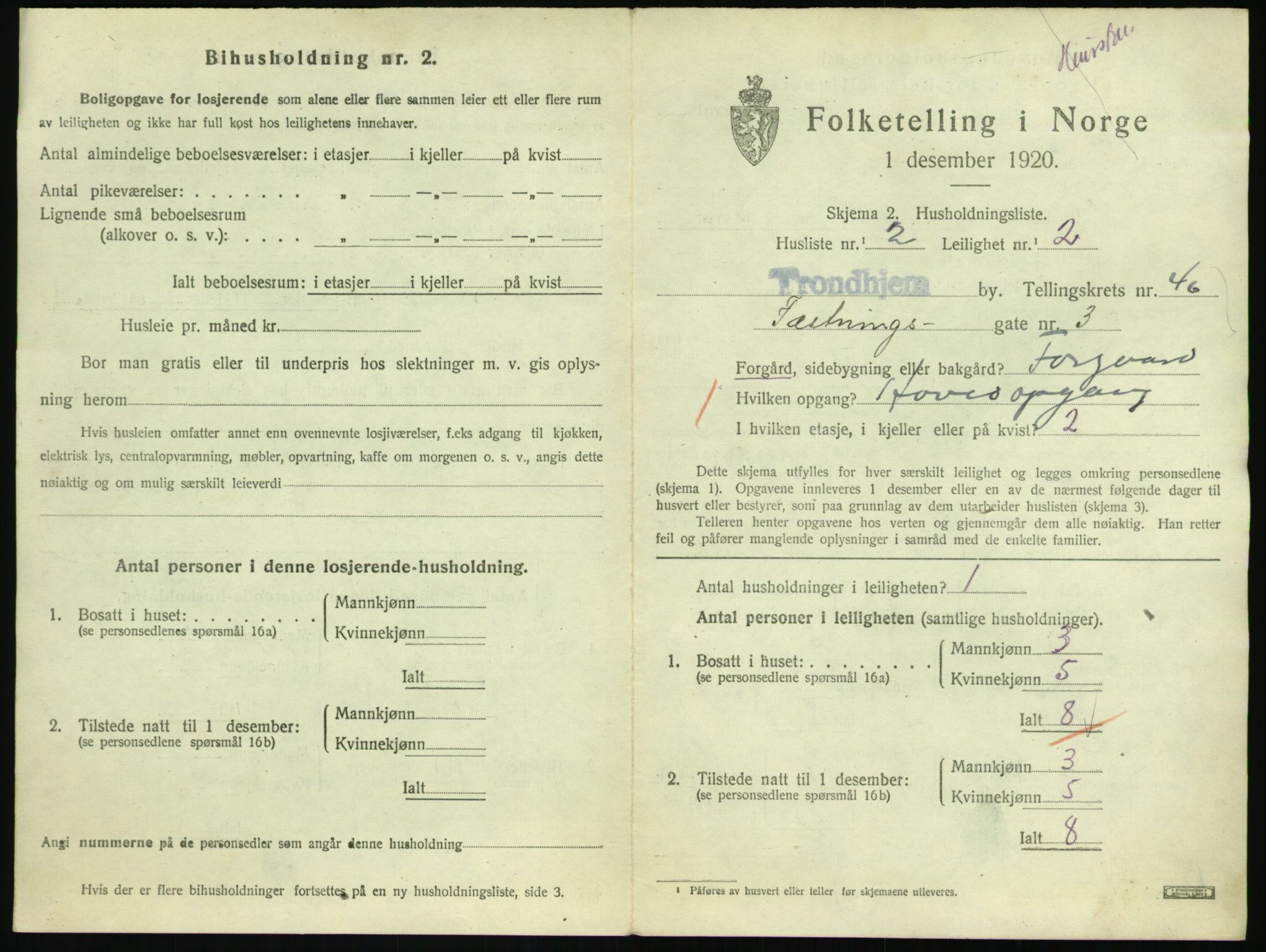 SAT, 1920 census for Trondheim, 1920, p. 22114